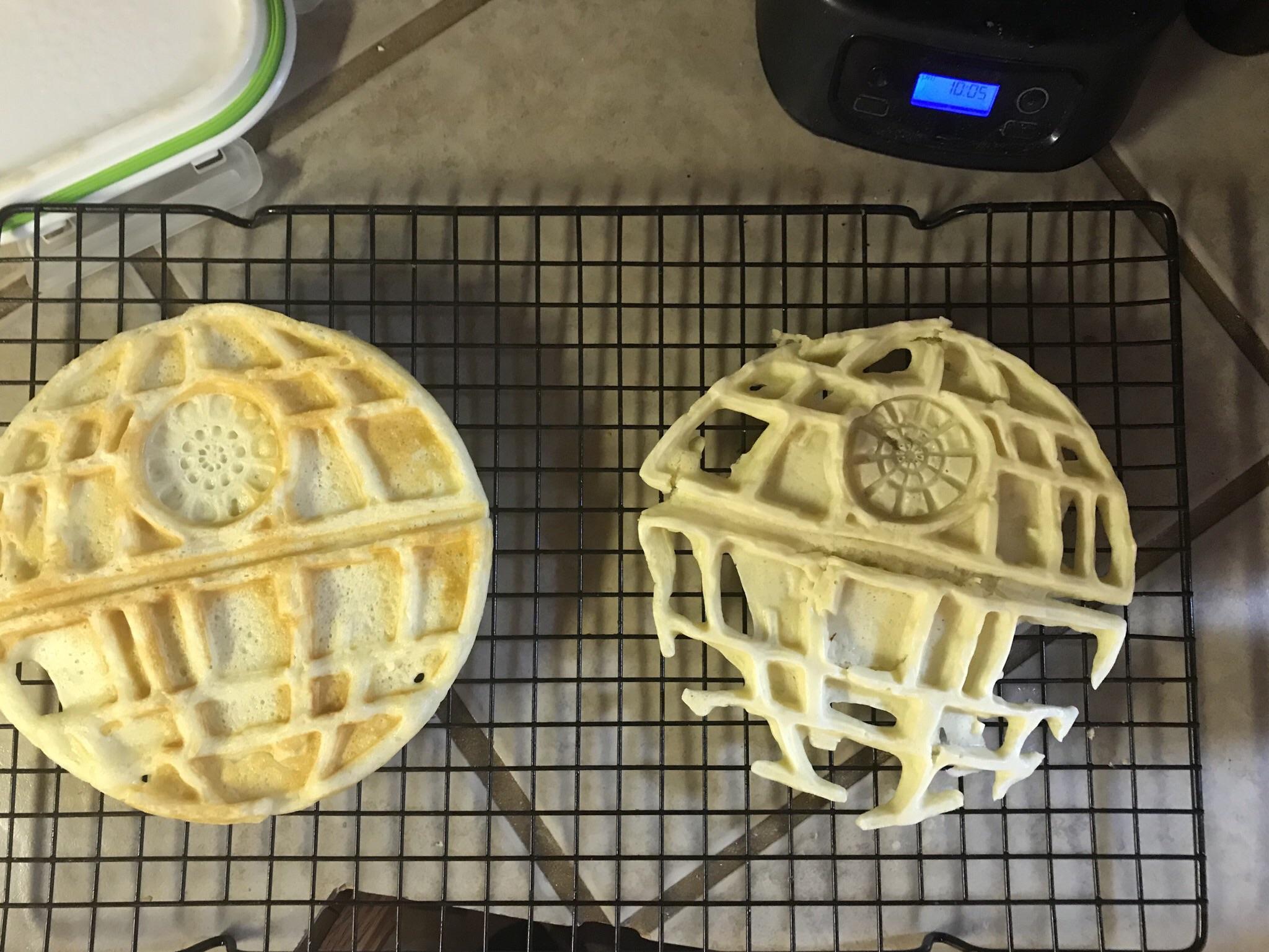 Fiancée got a Death Star waffle iron. She only had a little batter left