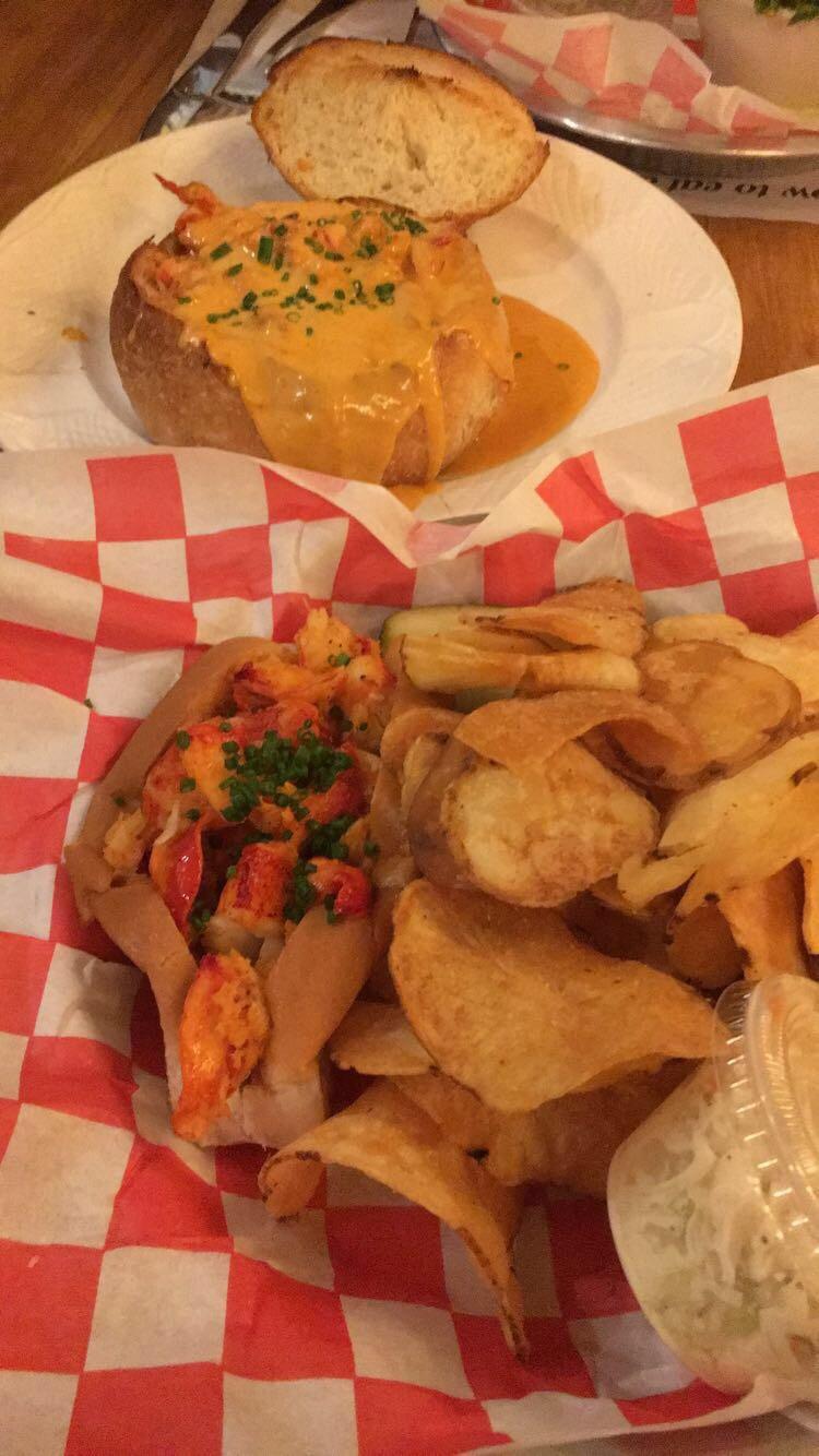 [I ate] a lobster roll and a lobster bomb (whole lobster in a bread