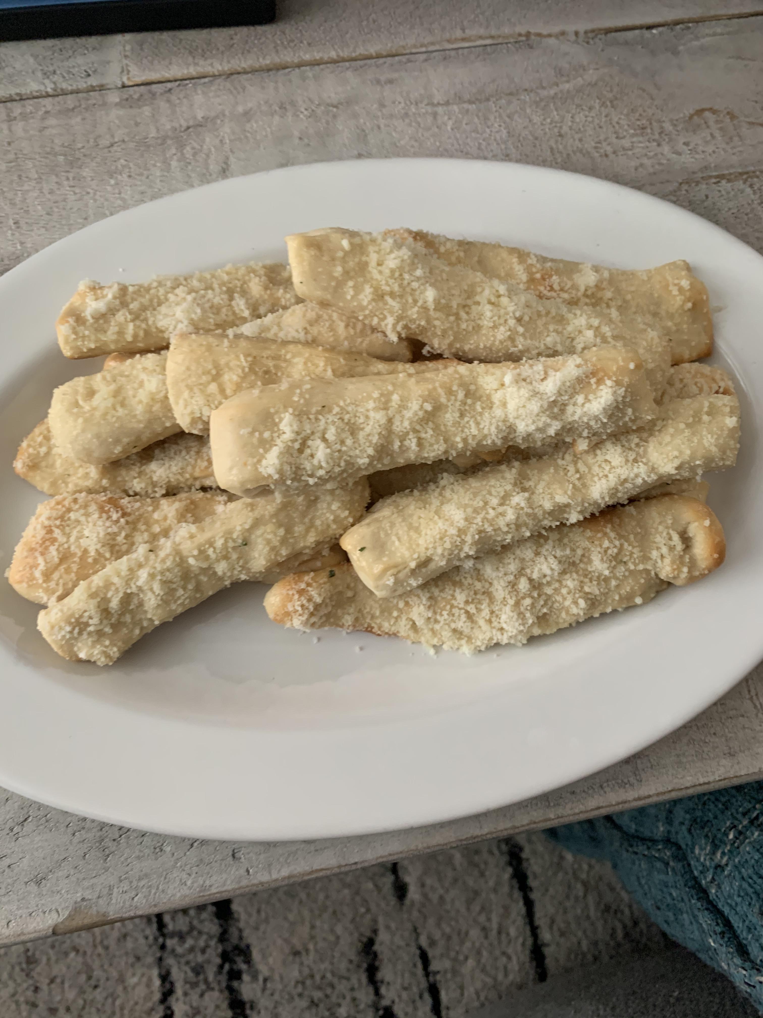 Made some homemade garlic Parmesan breadsticks with my leftover pizza