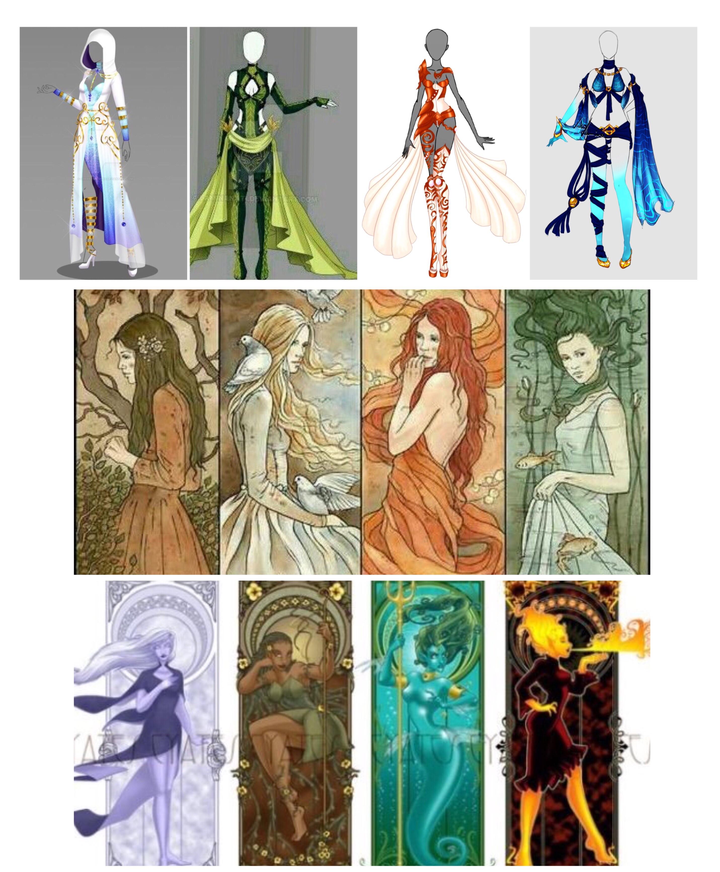 How about inspired outfits based on the four elements earth, water