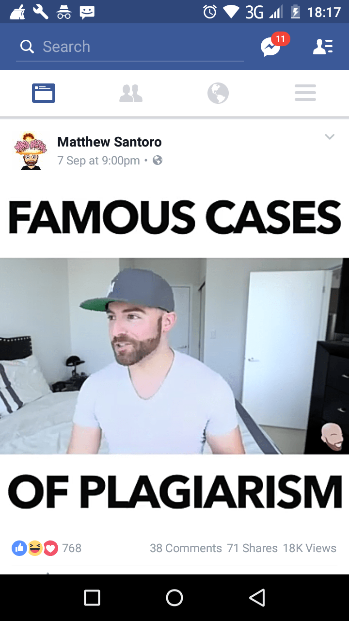 Santoro made a video on famous cases of plagiarism. Awkward. r