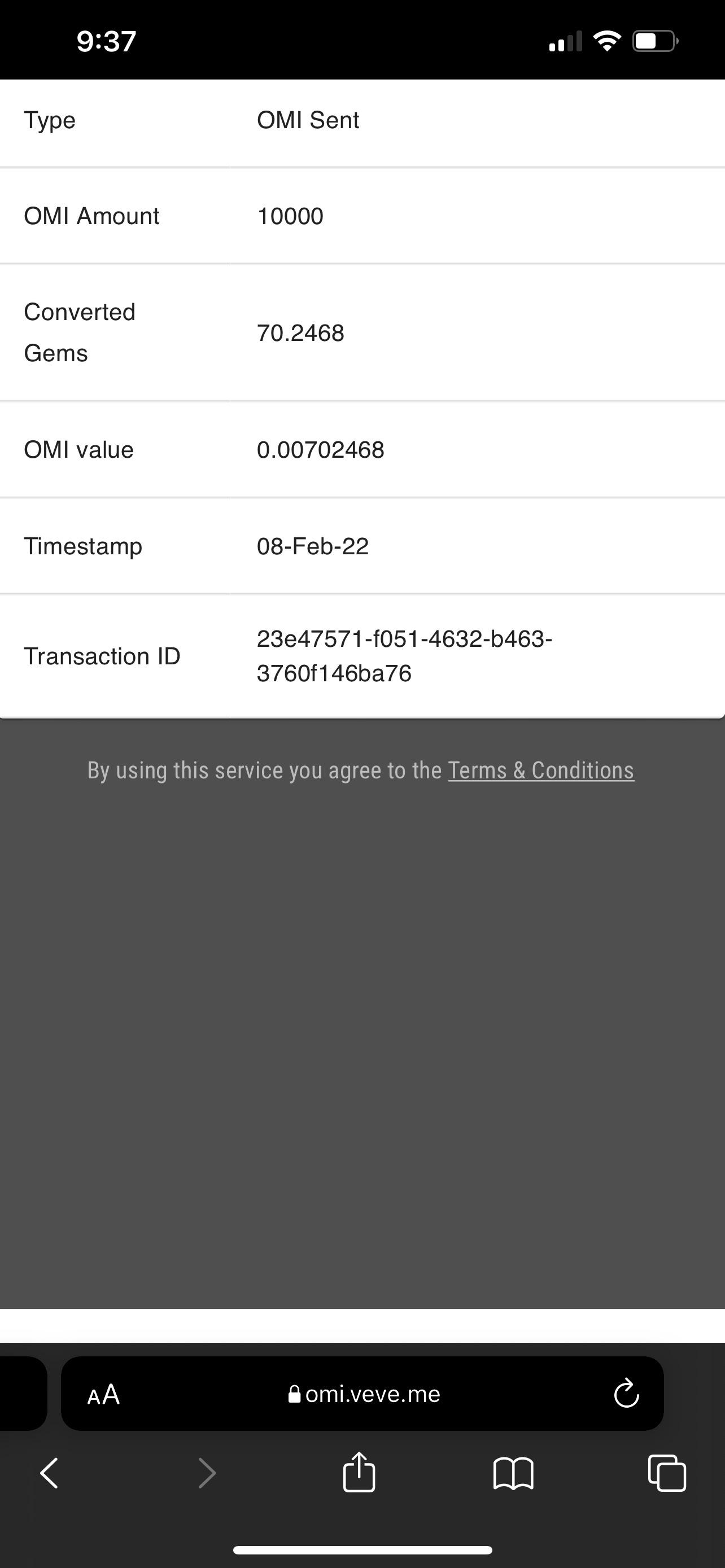 CANT WITHDRAW OMI FROM VEVE WALLET HELP ME so pretty much after I sent