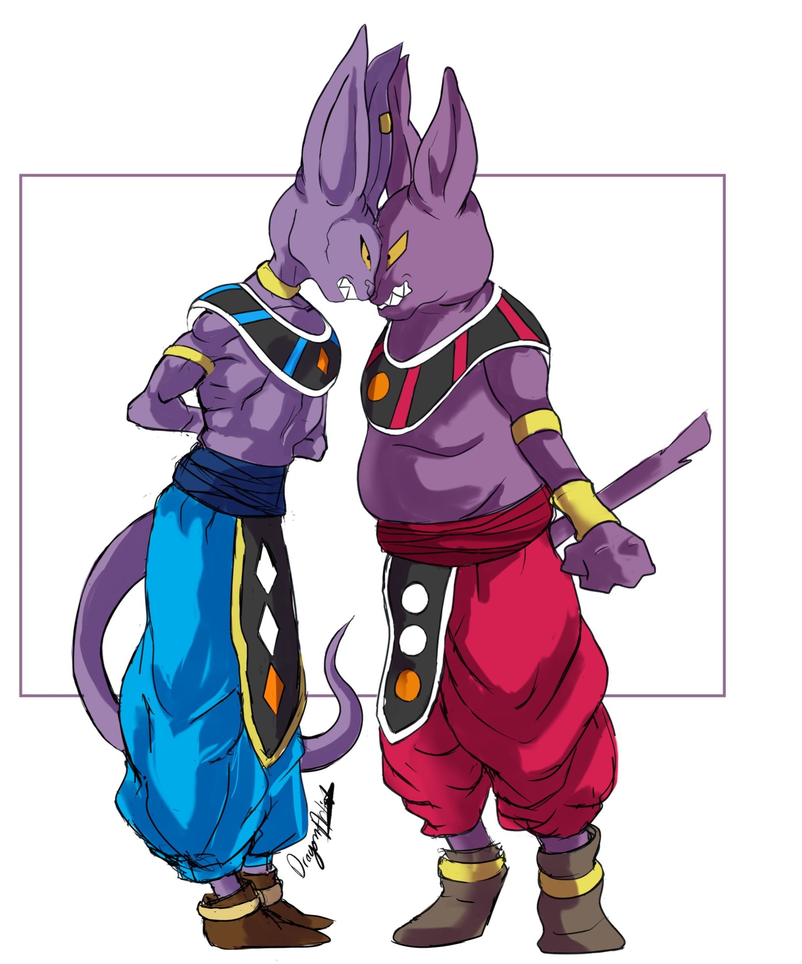 Beerus and Champa Drawn by me r/dbz