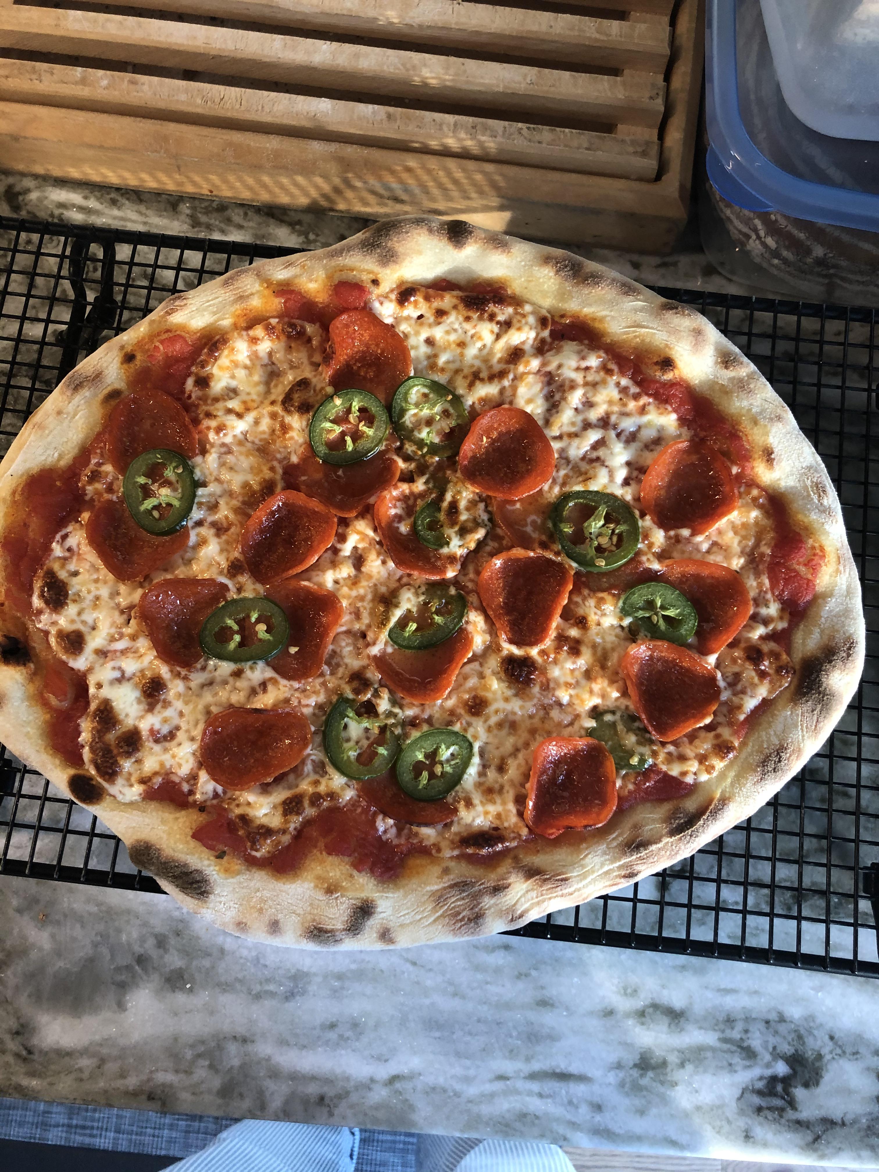 Pepperoni and Jalapeño, finished with honey r/Pizza