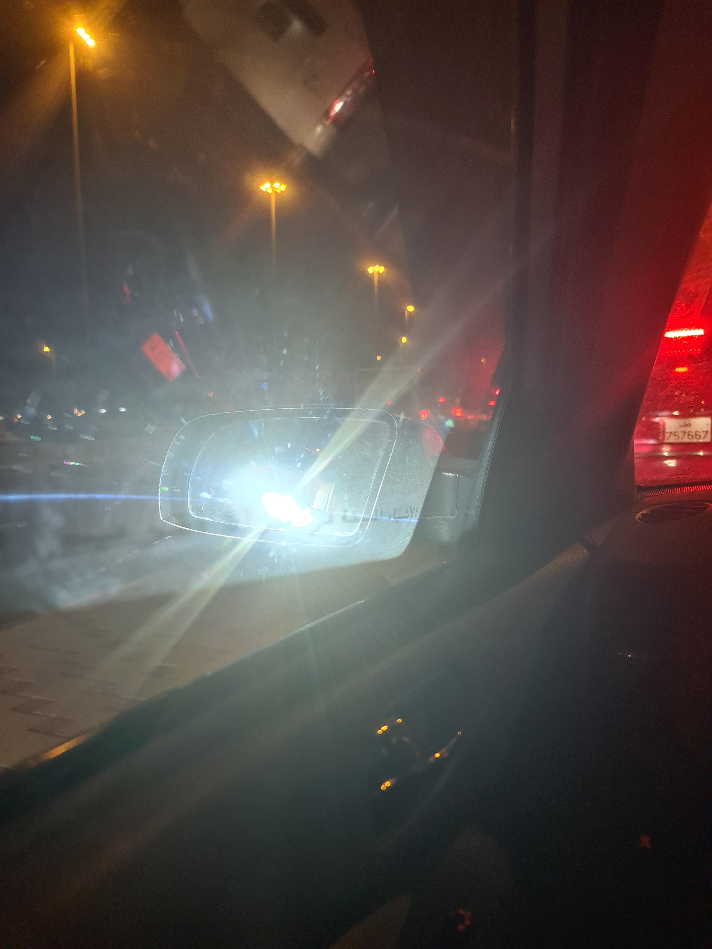 Having encounters with a rear vehicle blinding lights. A guy in a Land cruiser with xenon lights