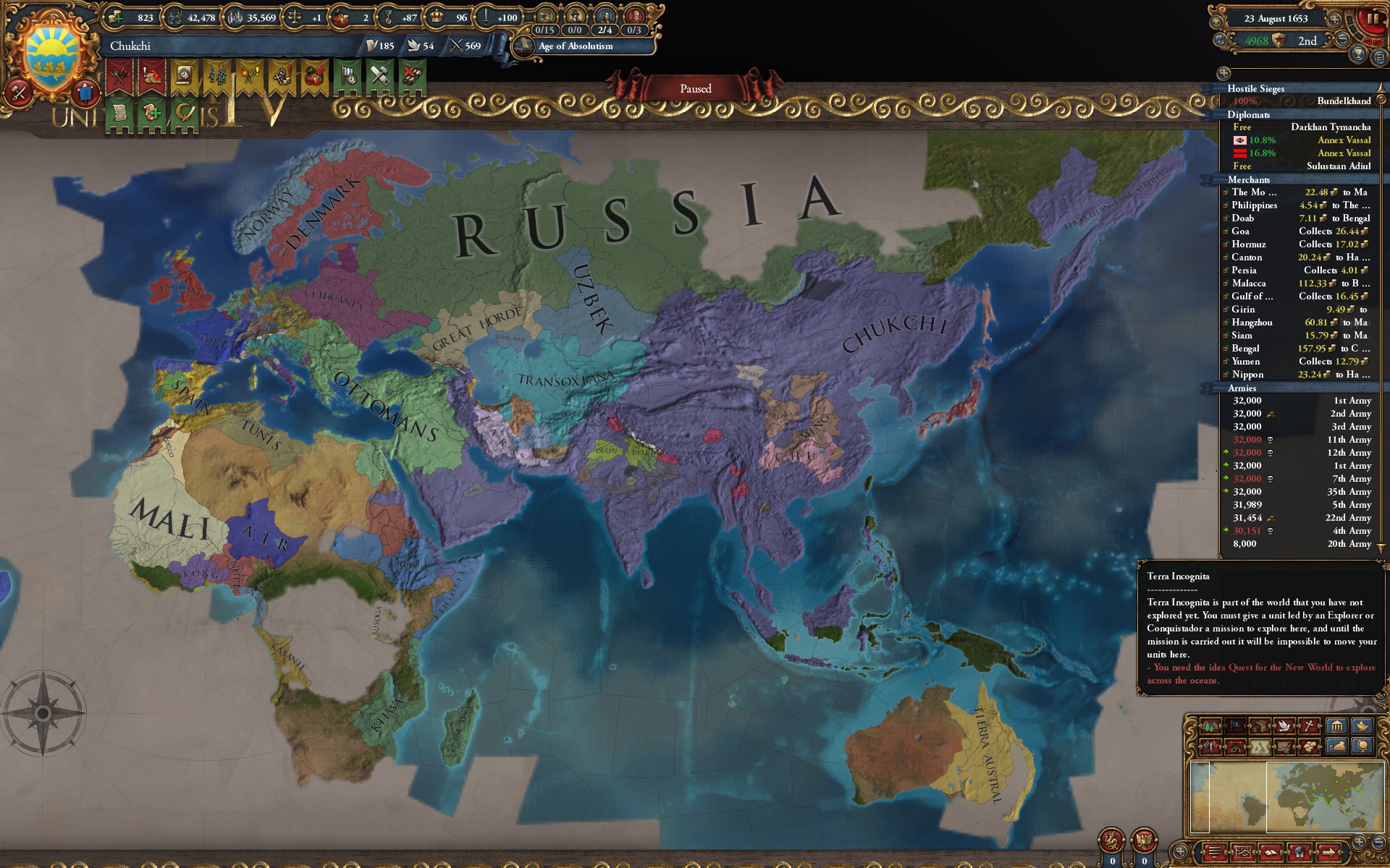 AAR The search for warmer waters Chukchi WC 1.24.1 (very hard) r/eu4