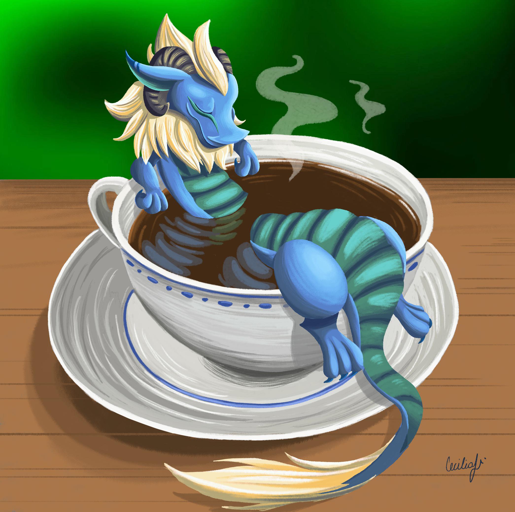 I Drew a little dragon in a cup of coffee, hope you like it! r/DigitalArt