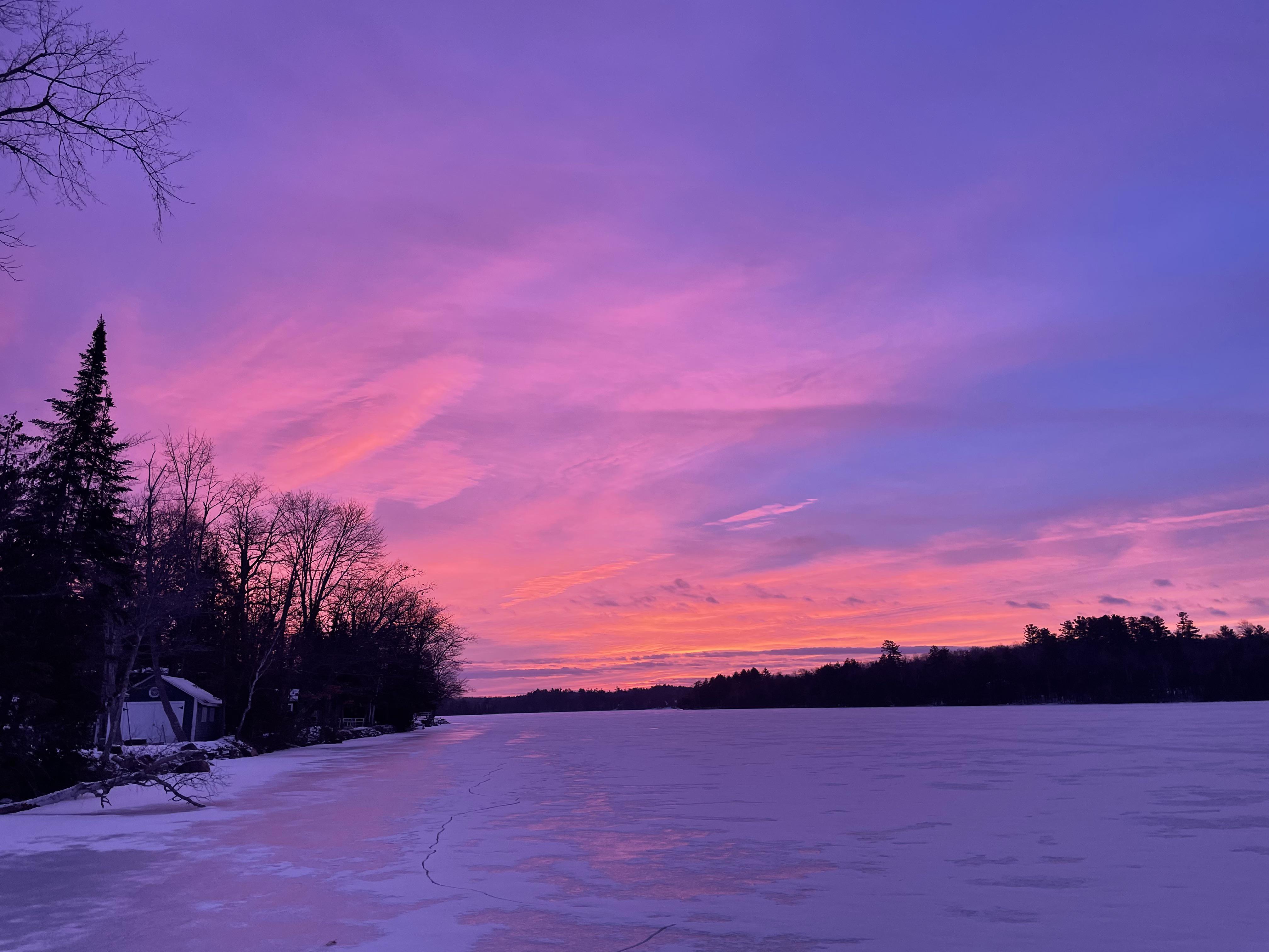Sunrise on Pleasant Lake in Stetson r/Maine