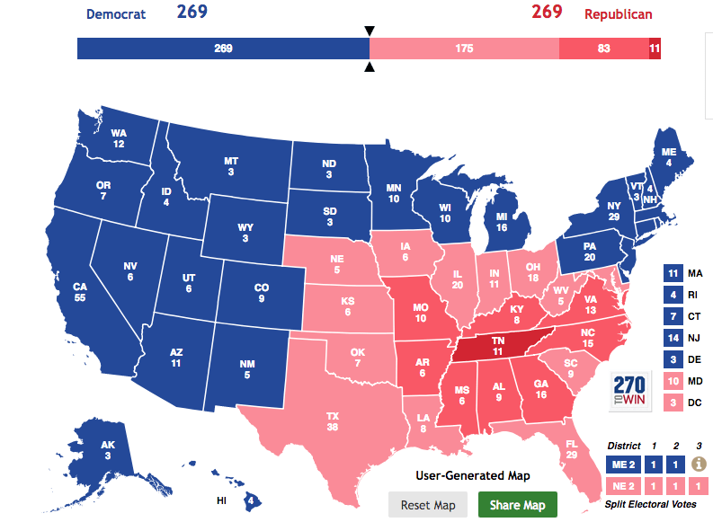 Electoral Votes Tie During the certification of electoral votes, if