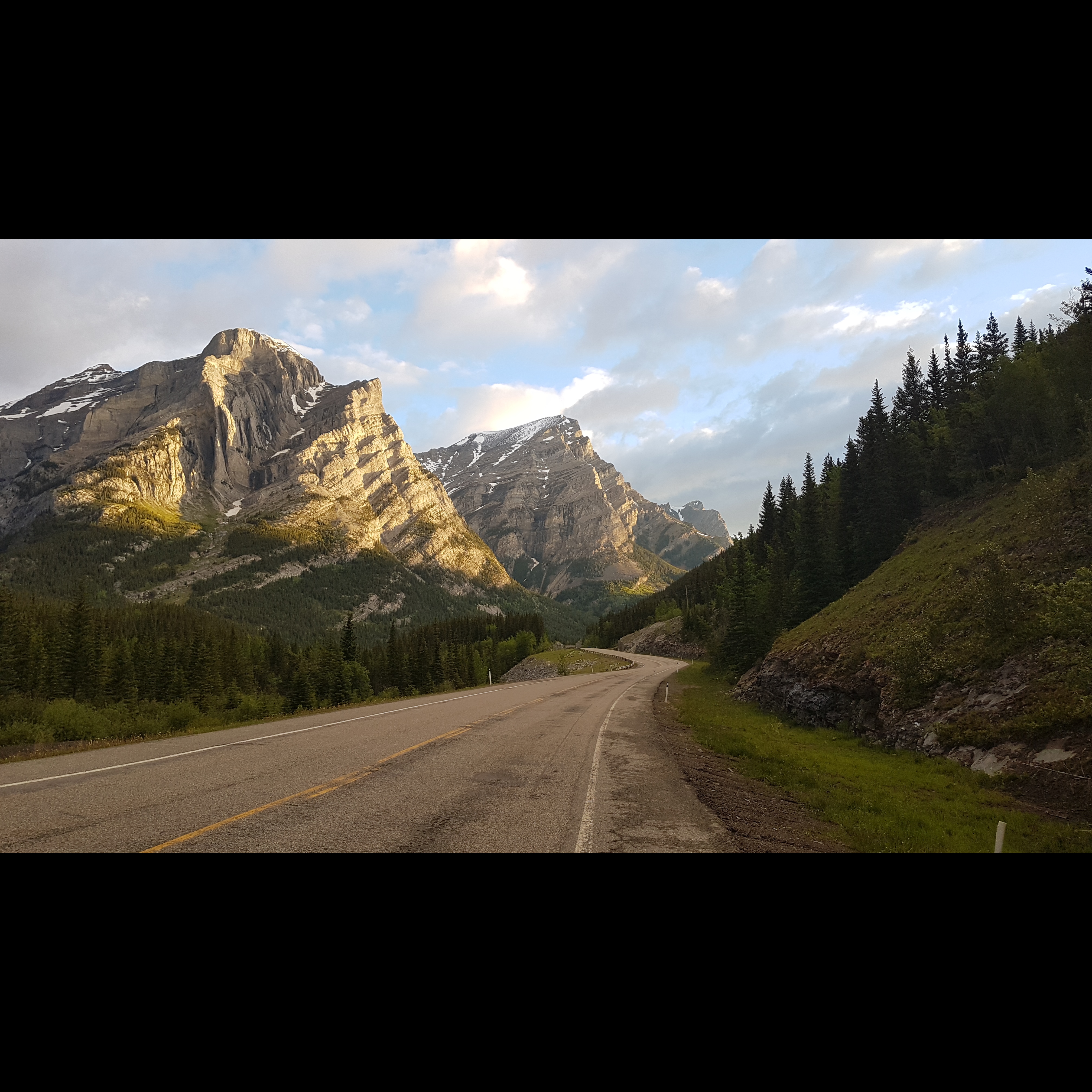 Early morning drive through Kananaskis, Alberta in July. This place