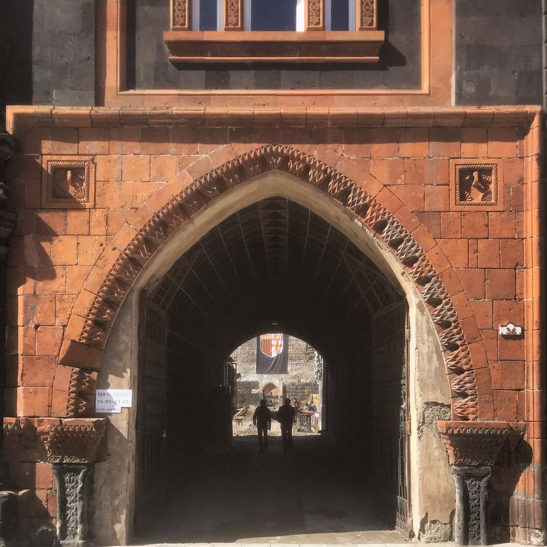 The beautifully ornate gateway of this house on Abovyan street in