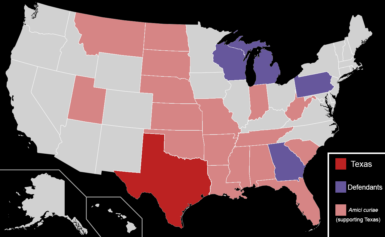 Texas v Pennsylvania, an election SCOTUS case involving 21 different
