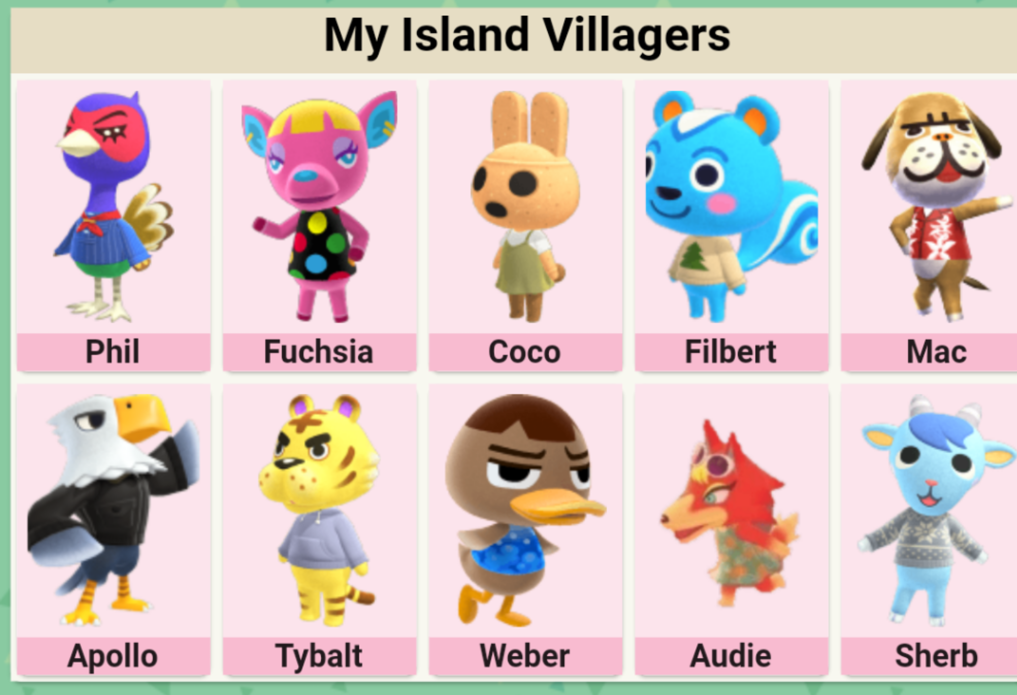 What villagers do you guys have? Here are mine! r/AnimalCrossing