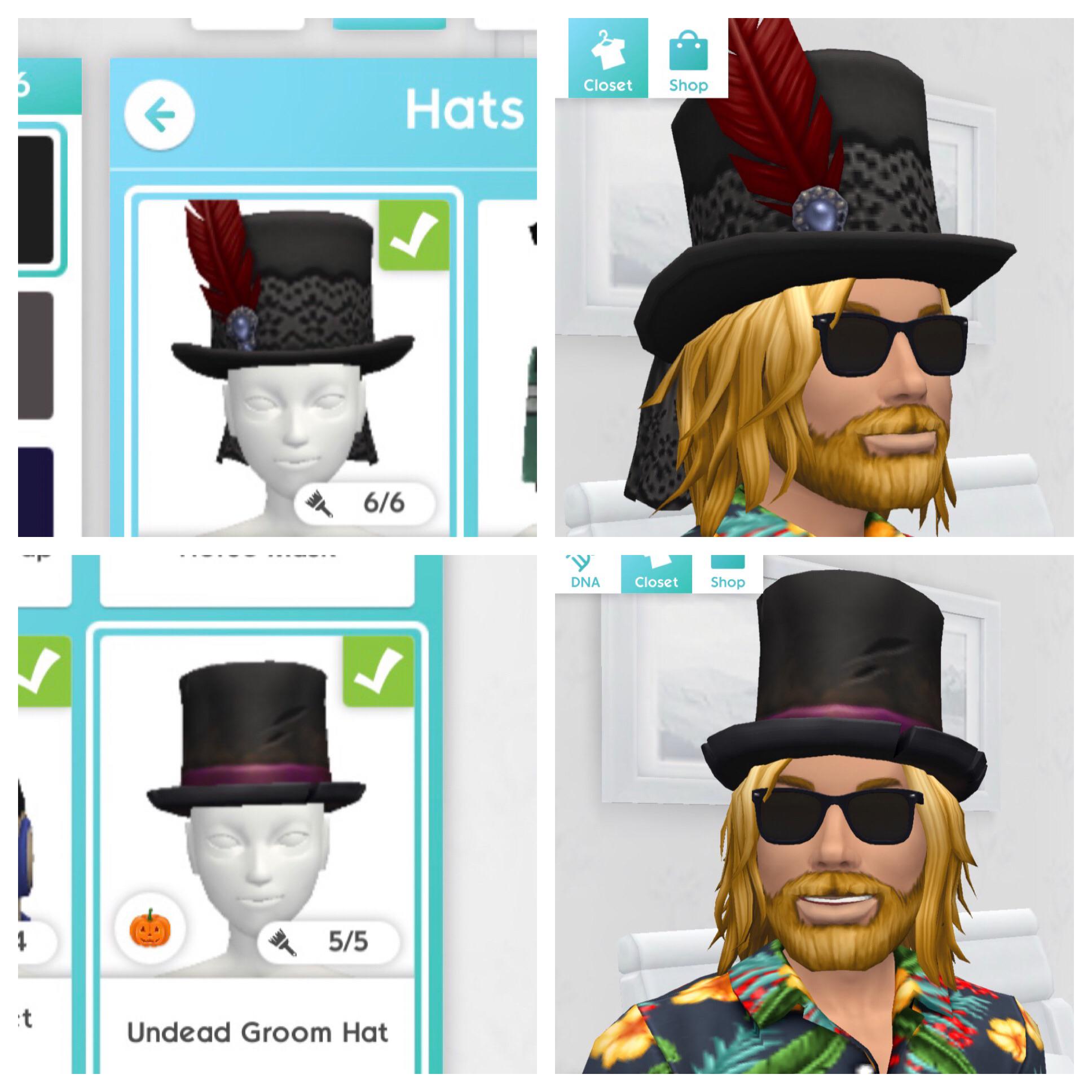 Top hat and Ray Bans for Independent_Belt_971 r/SimsMobile