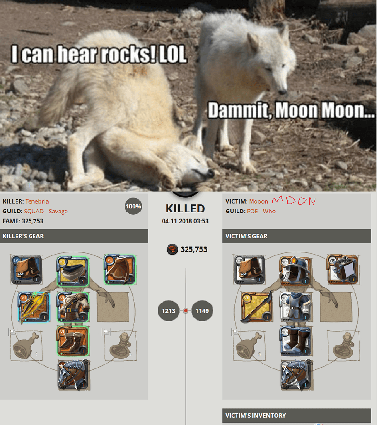 Damnit Moon Moon, don't try to gank with gathering gear