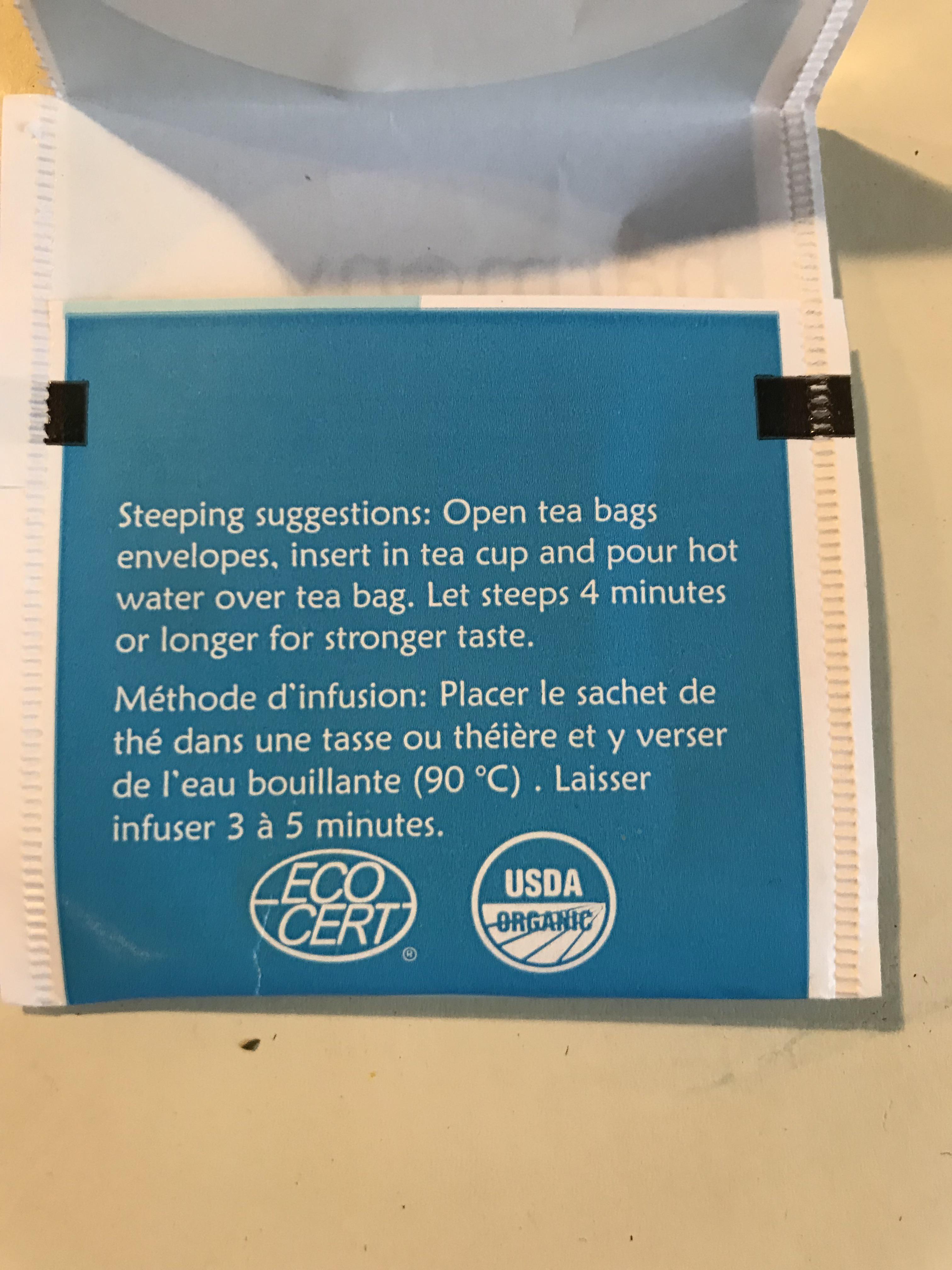 The French directions for tea has a more specific temp and more flexible steep time than the