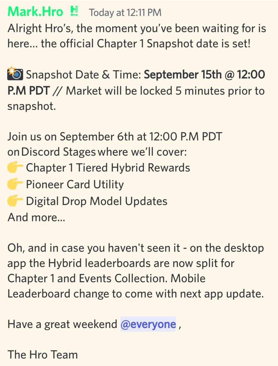 Next Snapshot date and time is announced! r/DCCards
