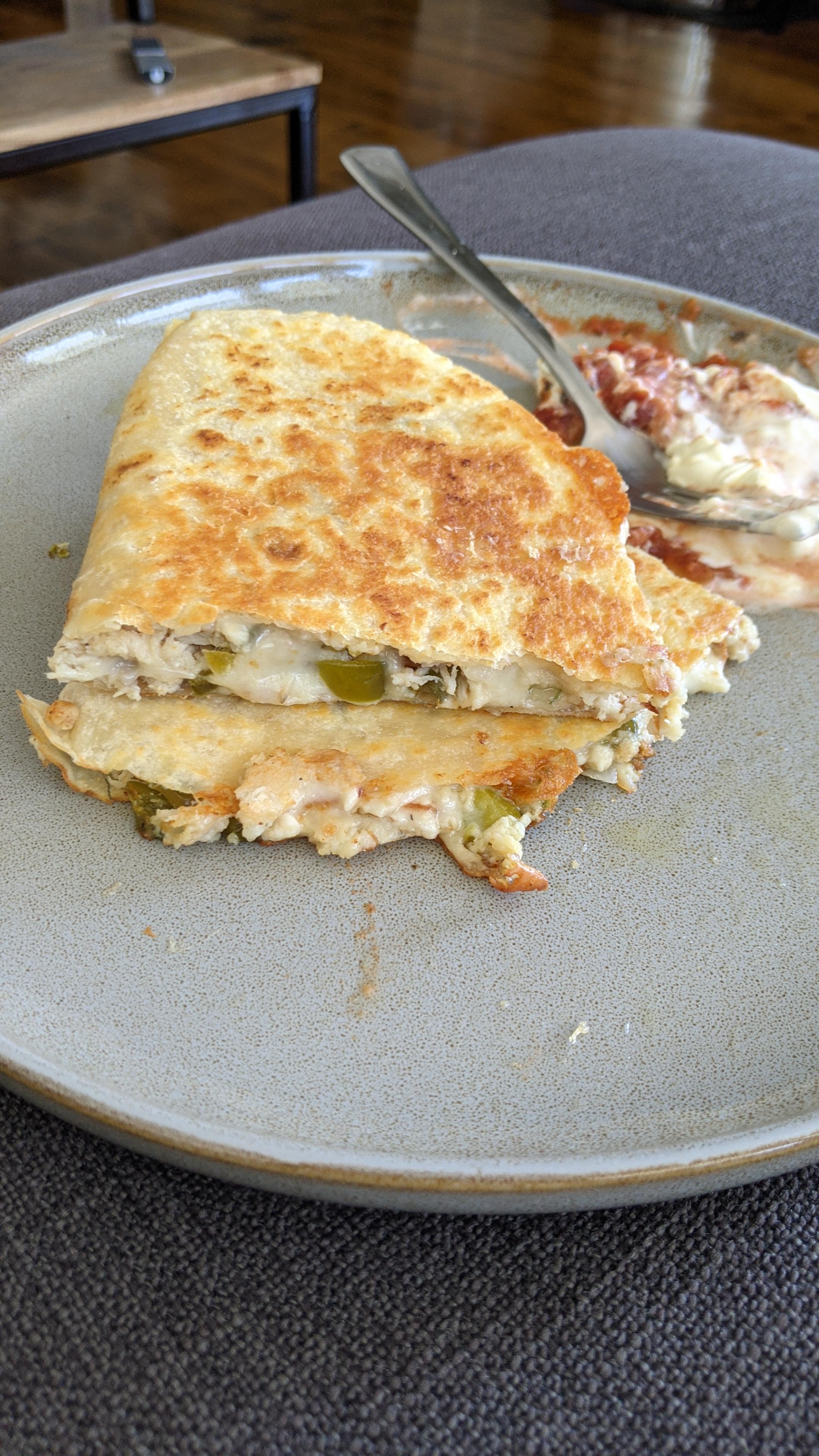 Made chicken quesadillas with the Woolworths wholemeal low carb wraps