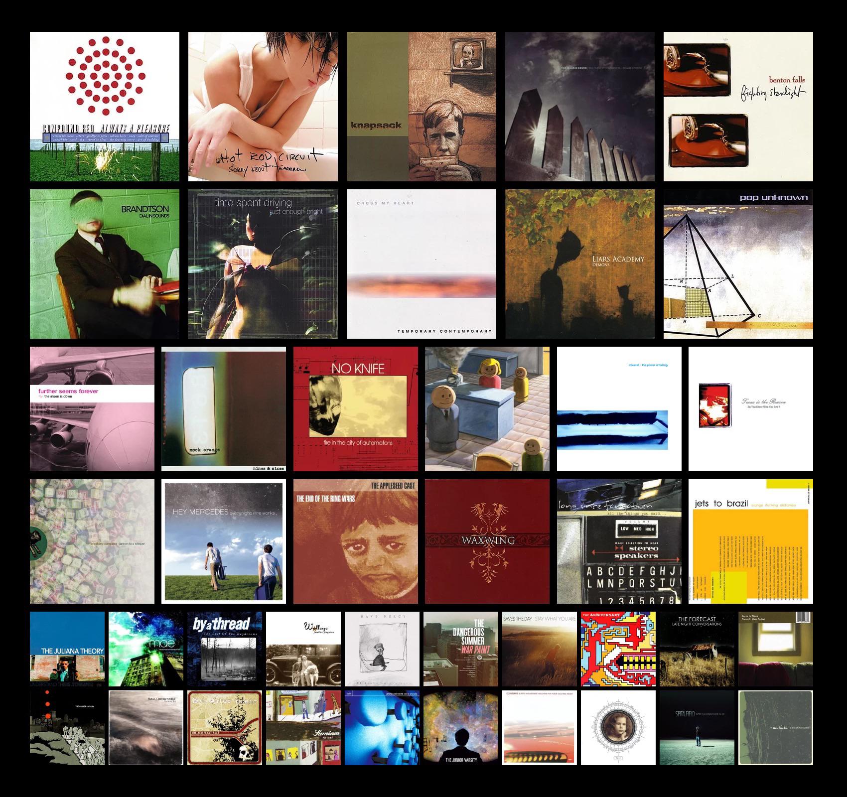 My top emo albums. I’m old so my Topster is too. r/Emo