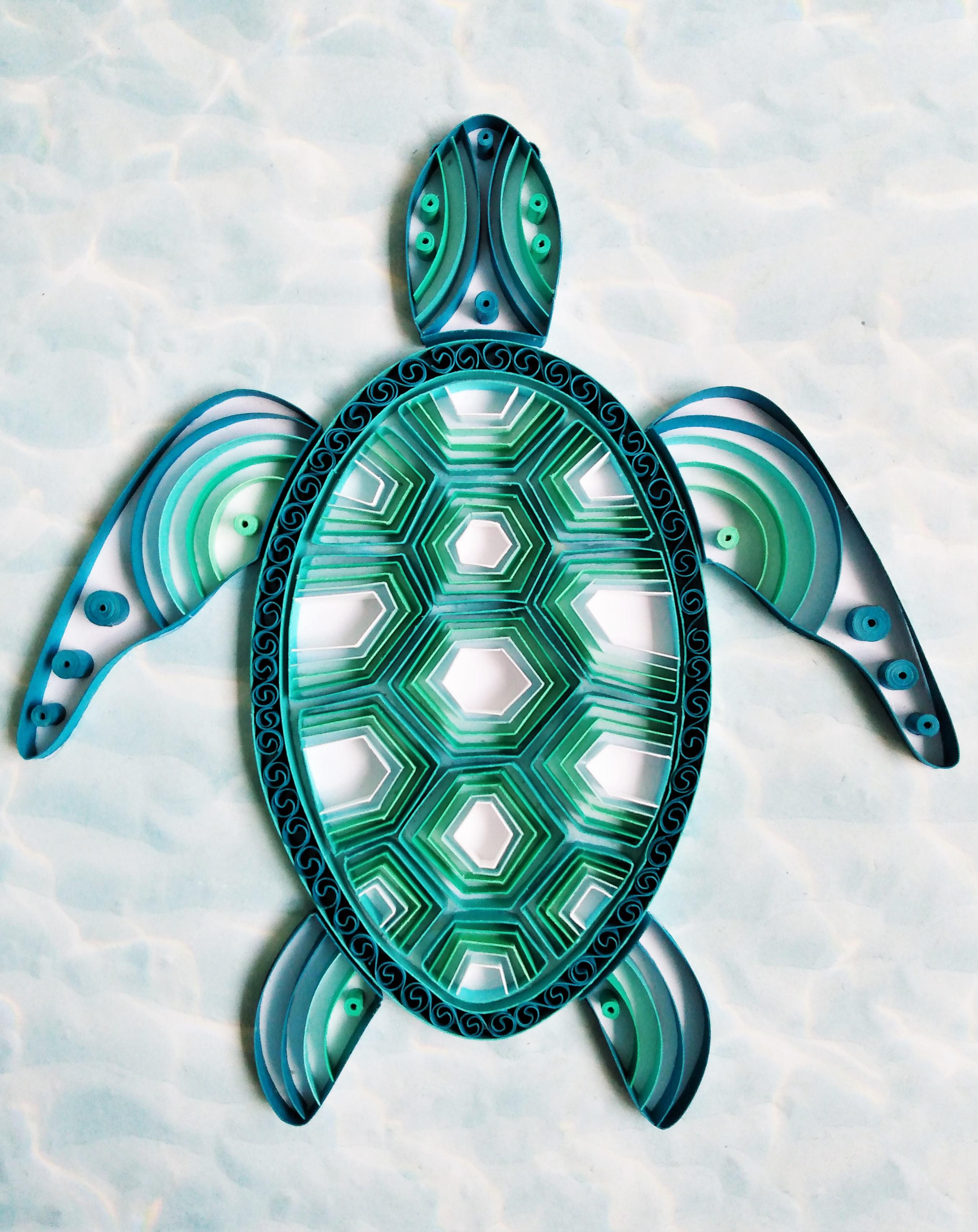Quilled Sea Turtle, I really like the colors in this one r/crafts
