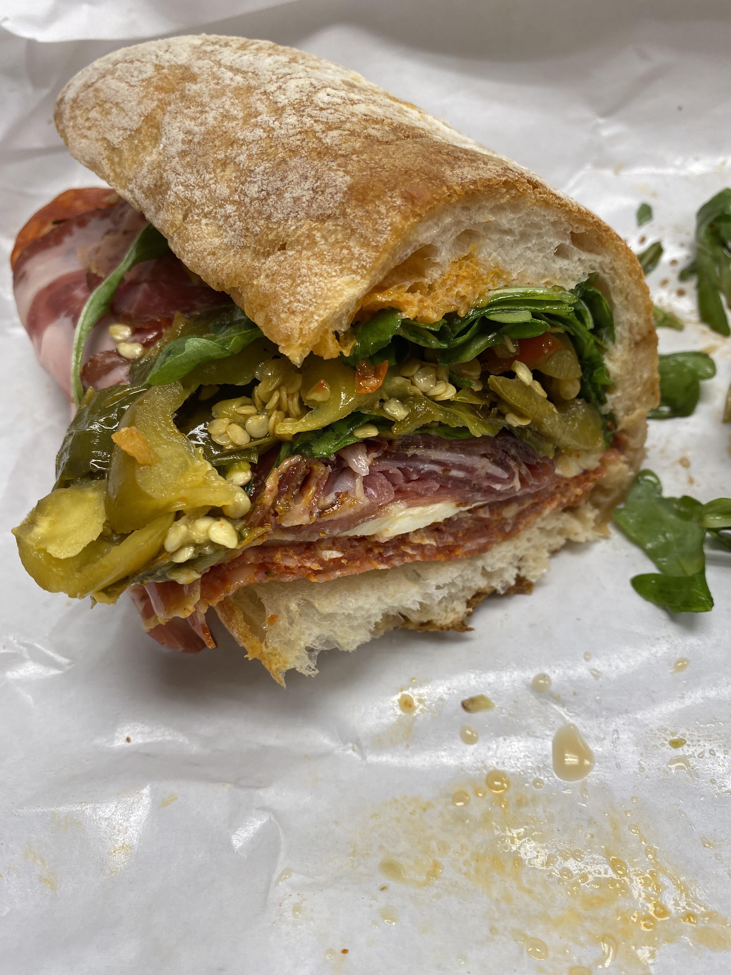 Another Italian Sandwich Hot soppressata hot capicola, fresh mozz