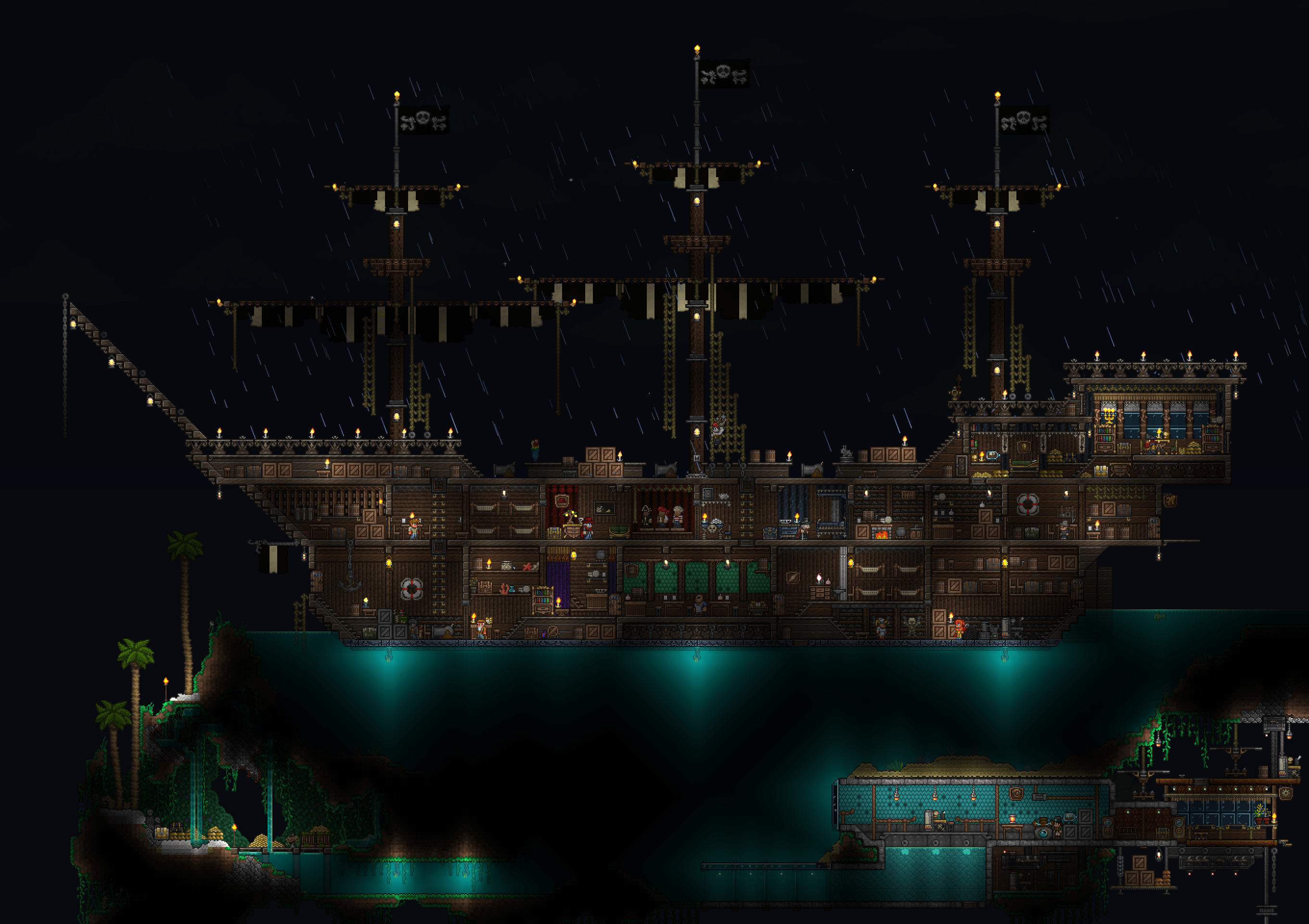 NPC Pirate Ship with Grotto and Sea Lab r/Terraria