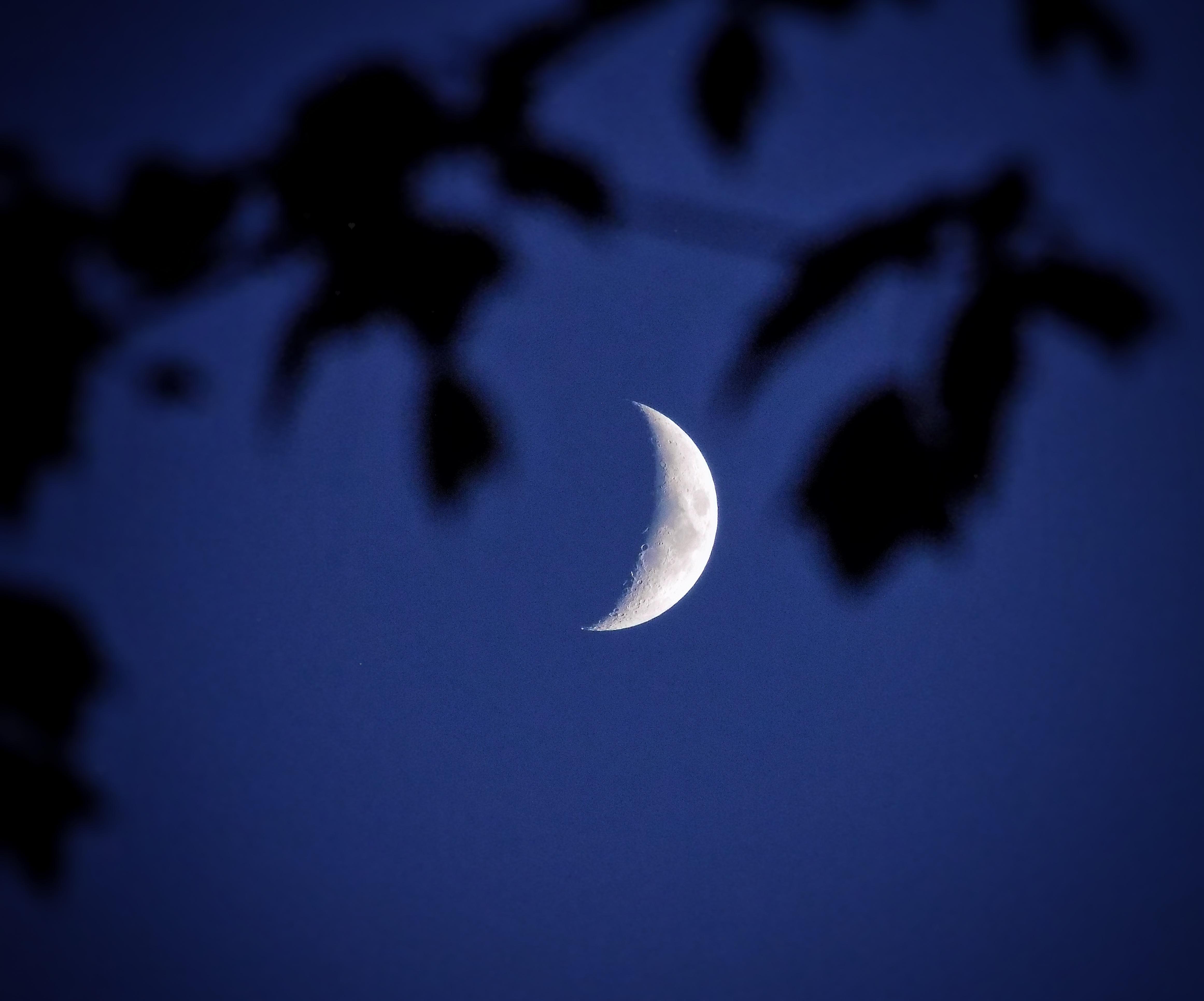 Tonight's 29.4 illuminated waxing crescent moon seen from Macungie r
