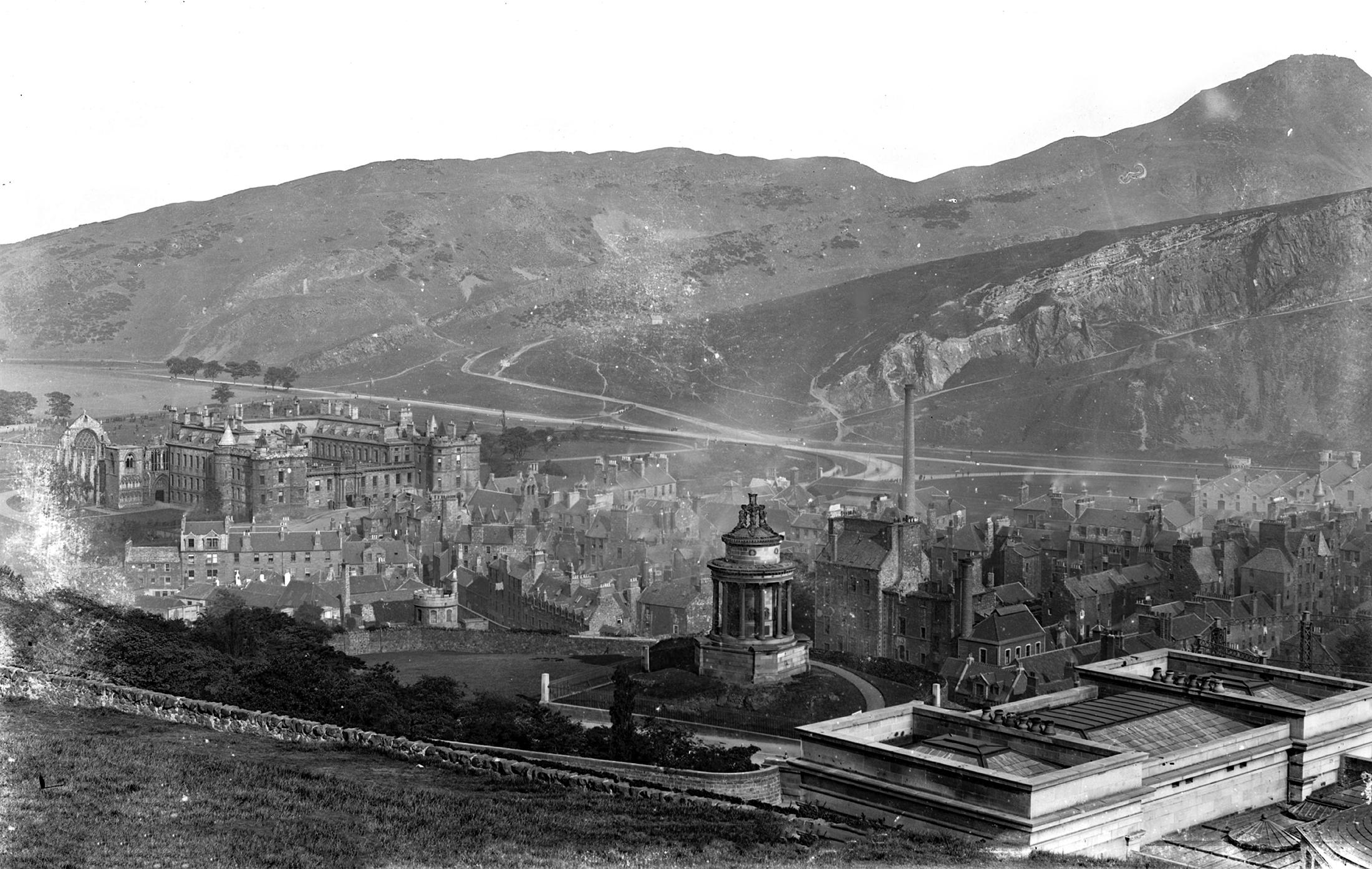 1877 Burns Monument and Arthur's Seat, Edinburgh r/Scotland