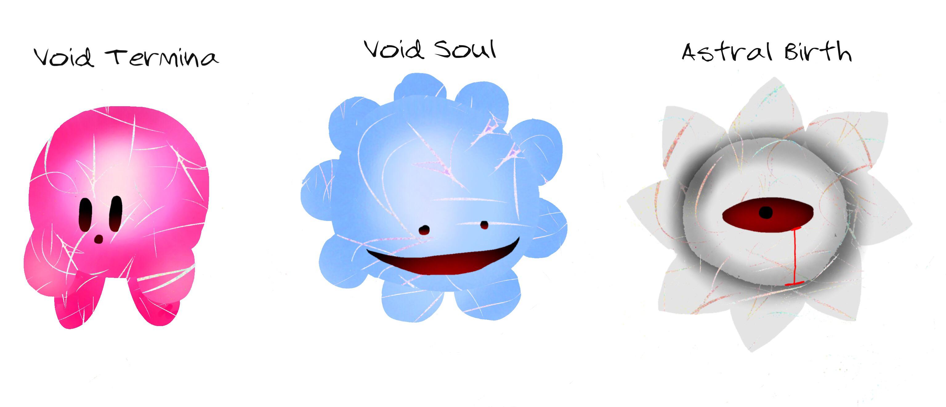 Reimagined versions of the 3 forms of Void Termina r/Kirby