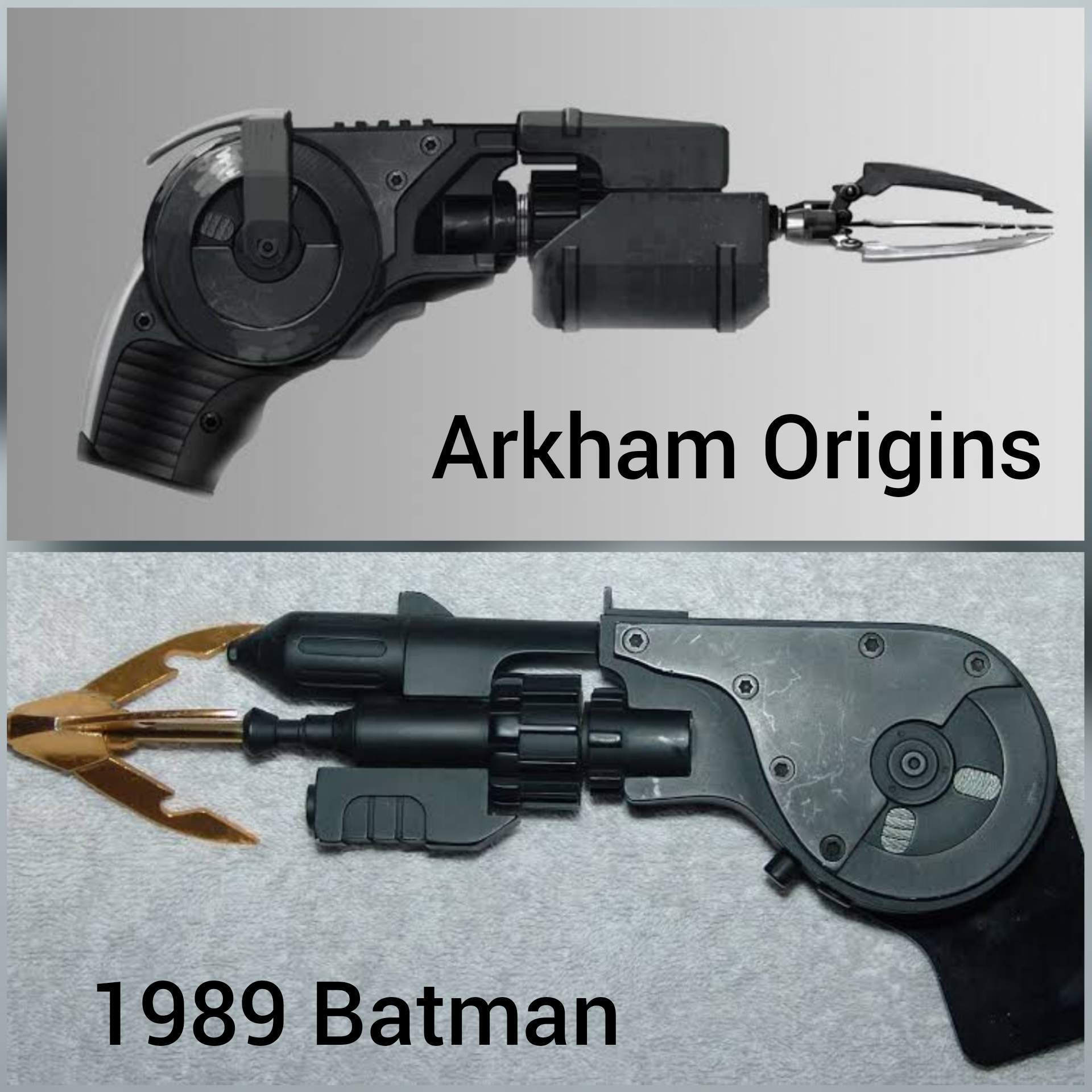 I noticed that the design of the Grapple Gun from Arkham Origins looks