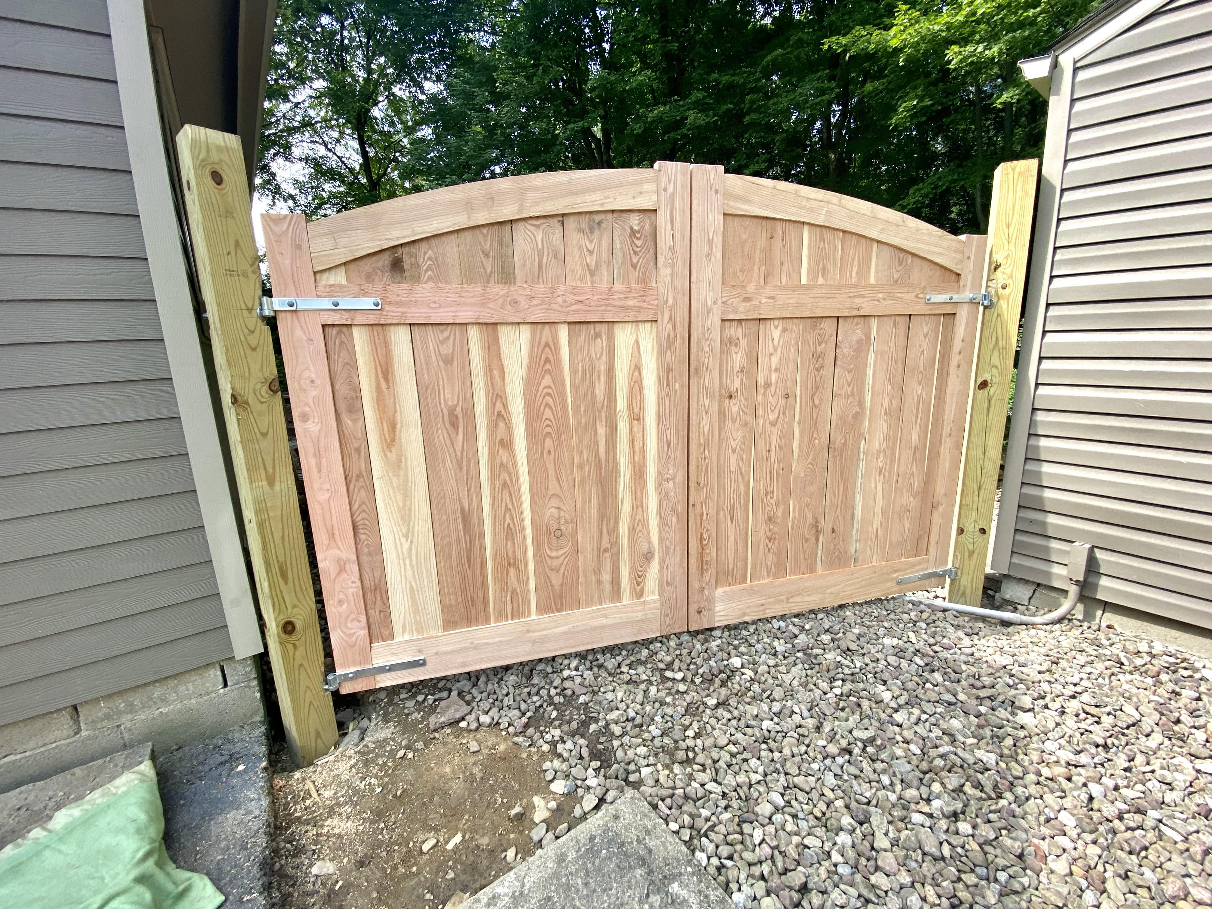 Made these massive gates without screws, nails, or glue. Just mortise