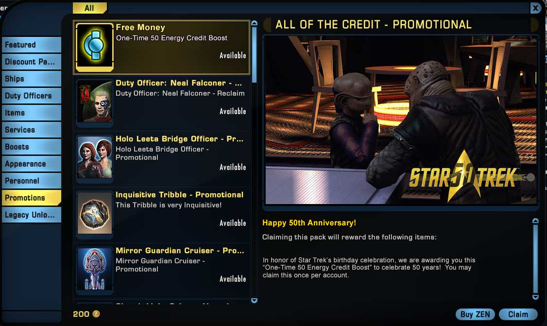 50th Anniversary Promo Live in Zen Store! r/sto