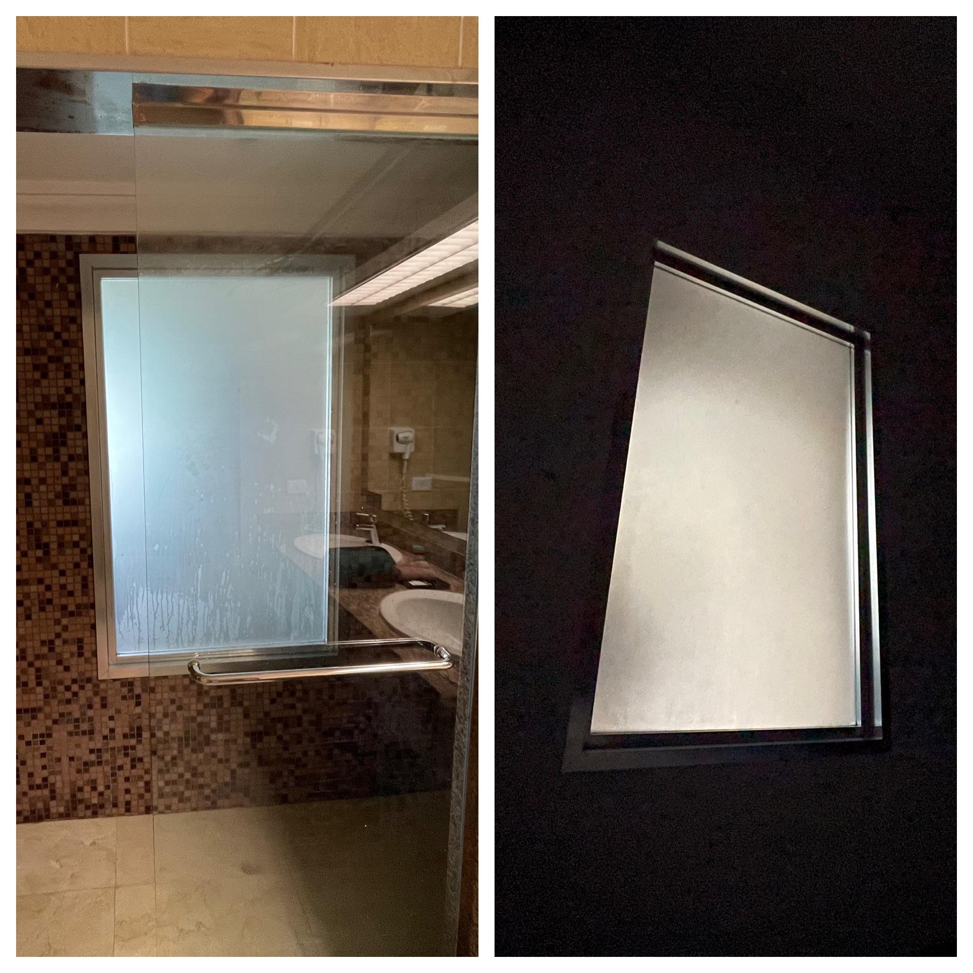 (Left) oh look how cute the natural light in this hotel shower flows in