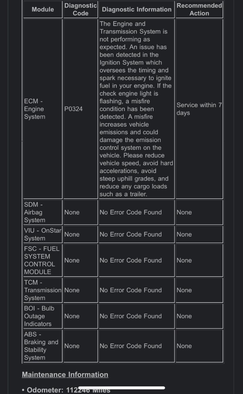 Error code P0324 2016 chevy cruze Limited : r/cruze