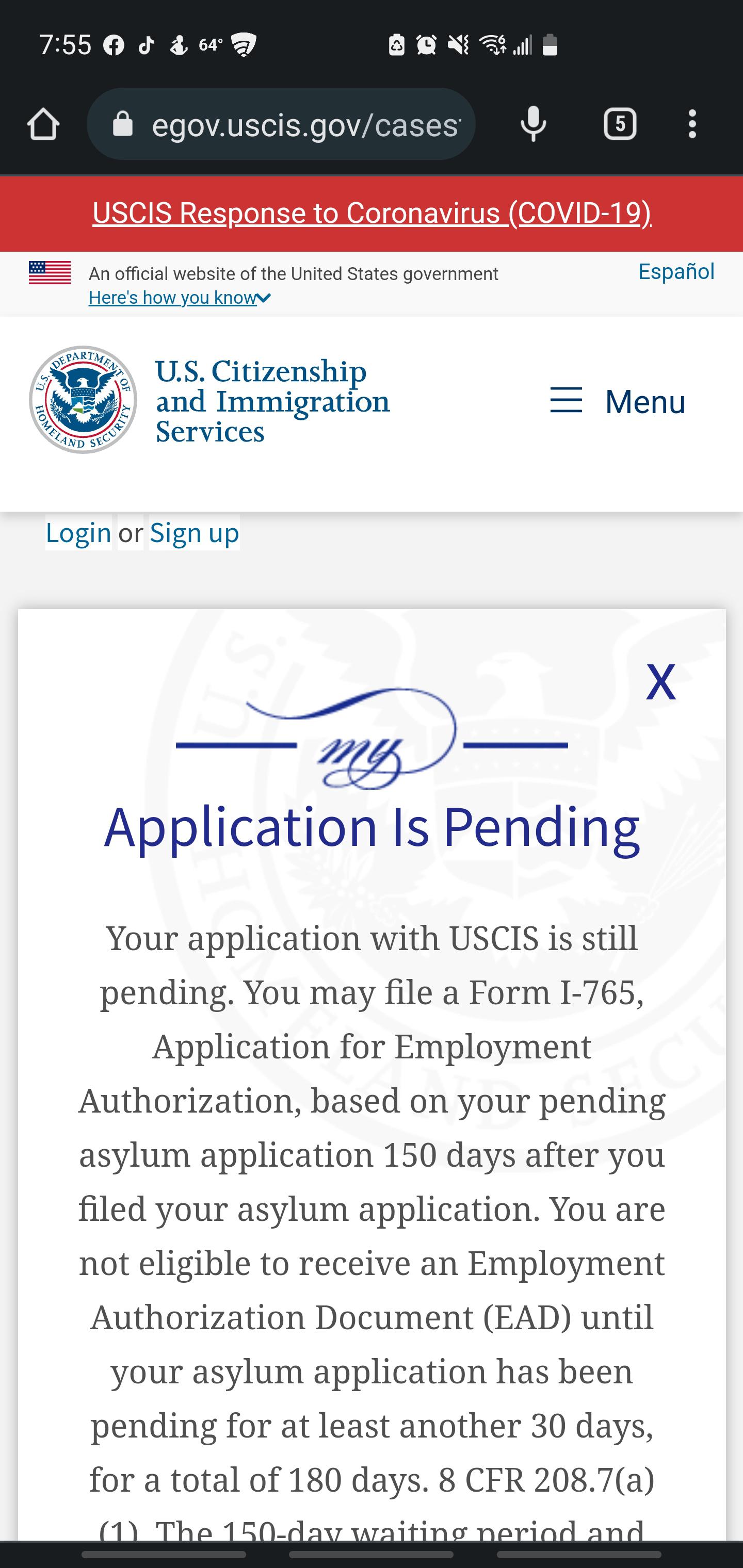asylum withdrawal. This is how my status changed to after sending a