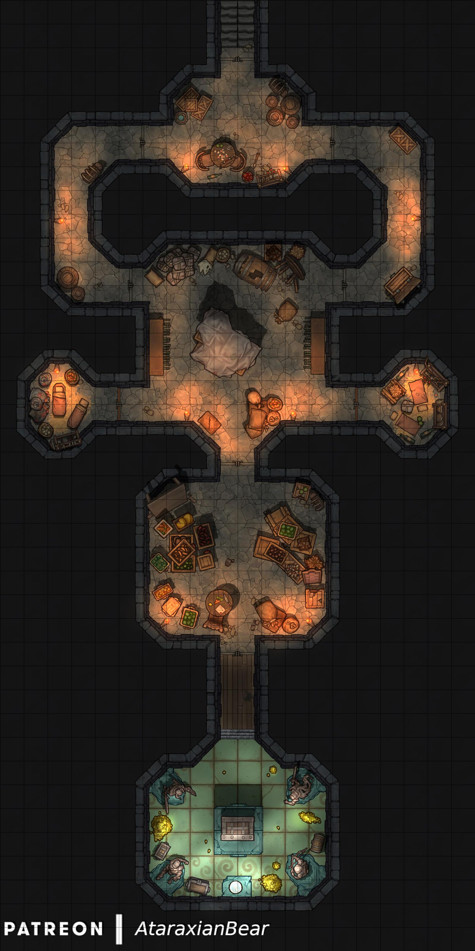 The map of a vault dungeon under a mansion for a burglary quest [20x40