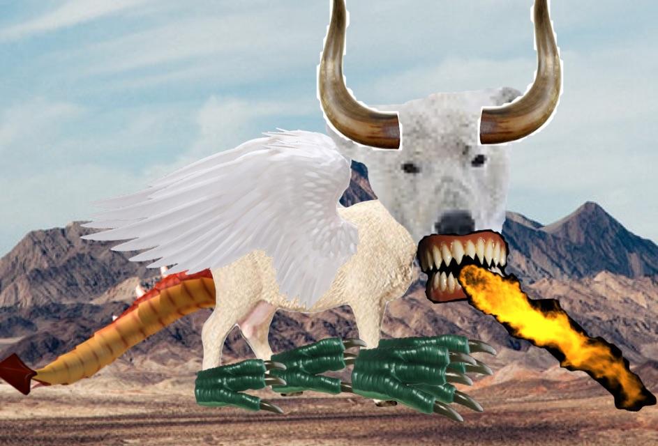 bull,chicken,polar bear,and lizard hybrid or a dragon [OC