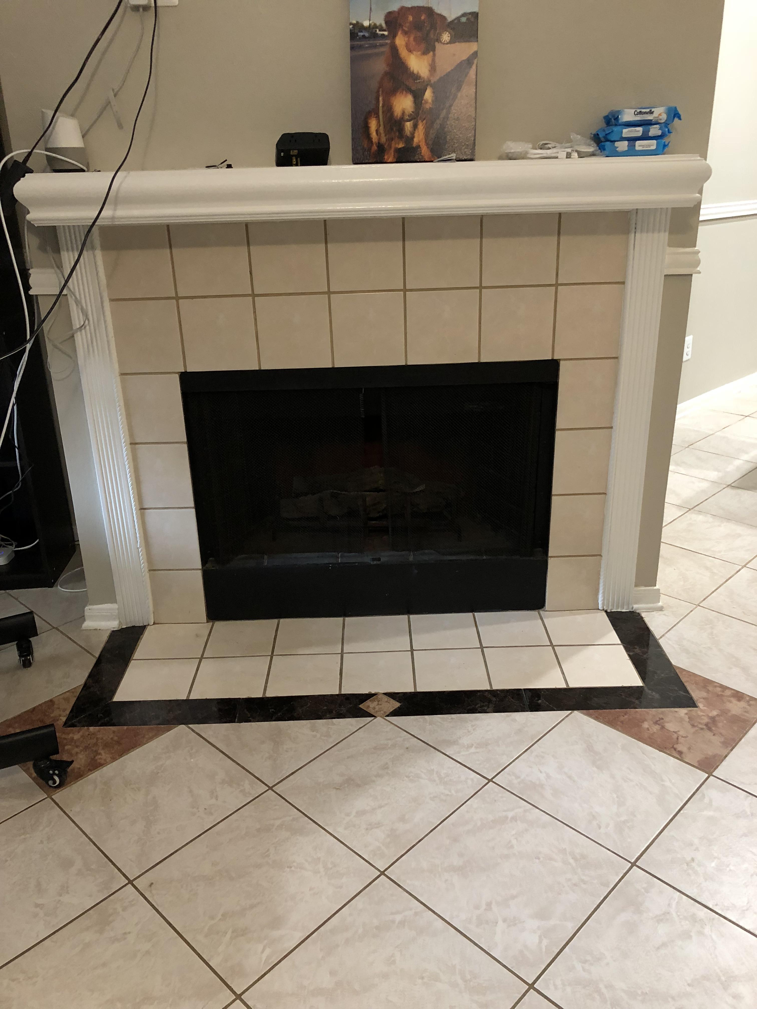 I was looking to replace the fireplace tile, the black border and the