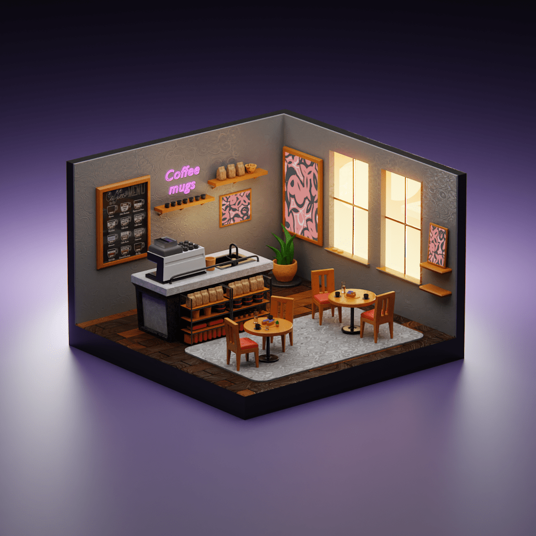 I made this Coffee Shop Diorama blender