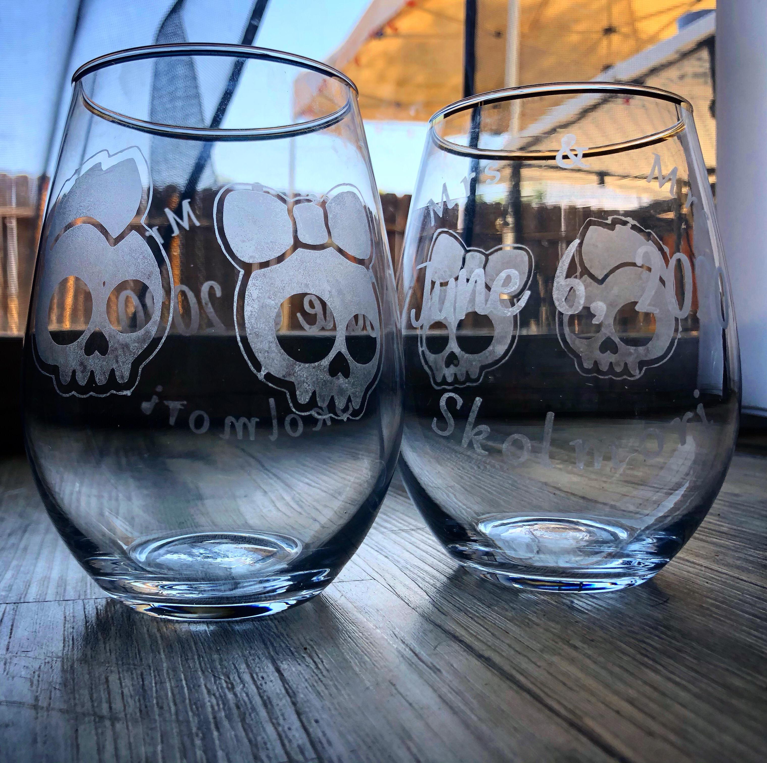 Wine Glasses I made for my friends Mrs&Mrs Skolmori r/cricut