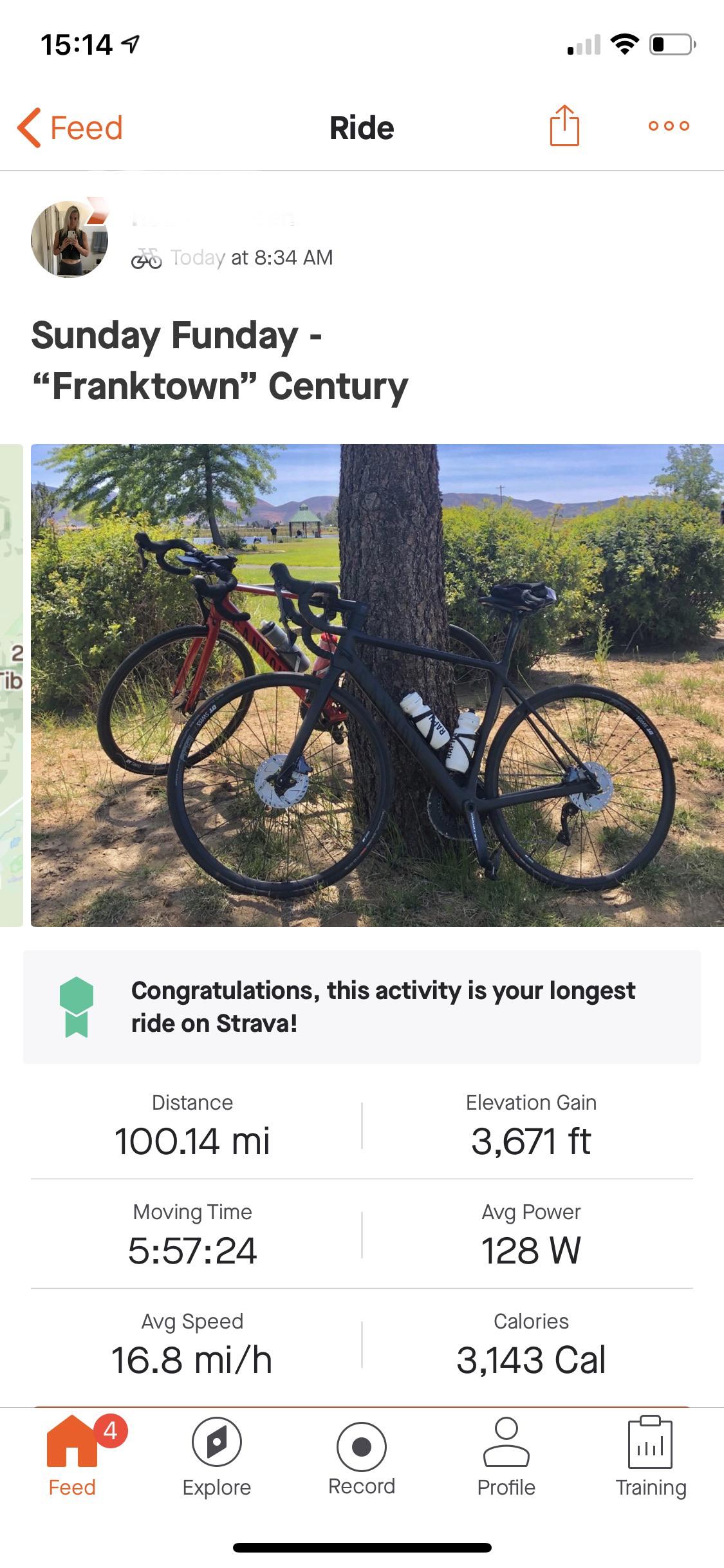 Two months ago I bought my first road bike. Today I rode 100 miles