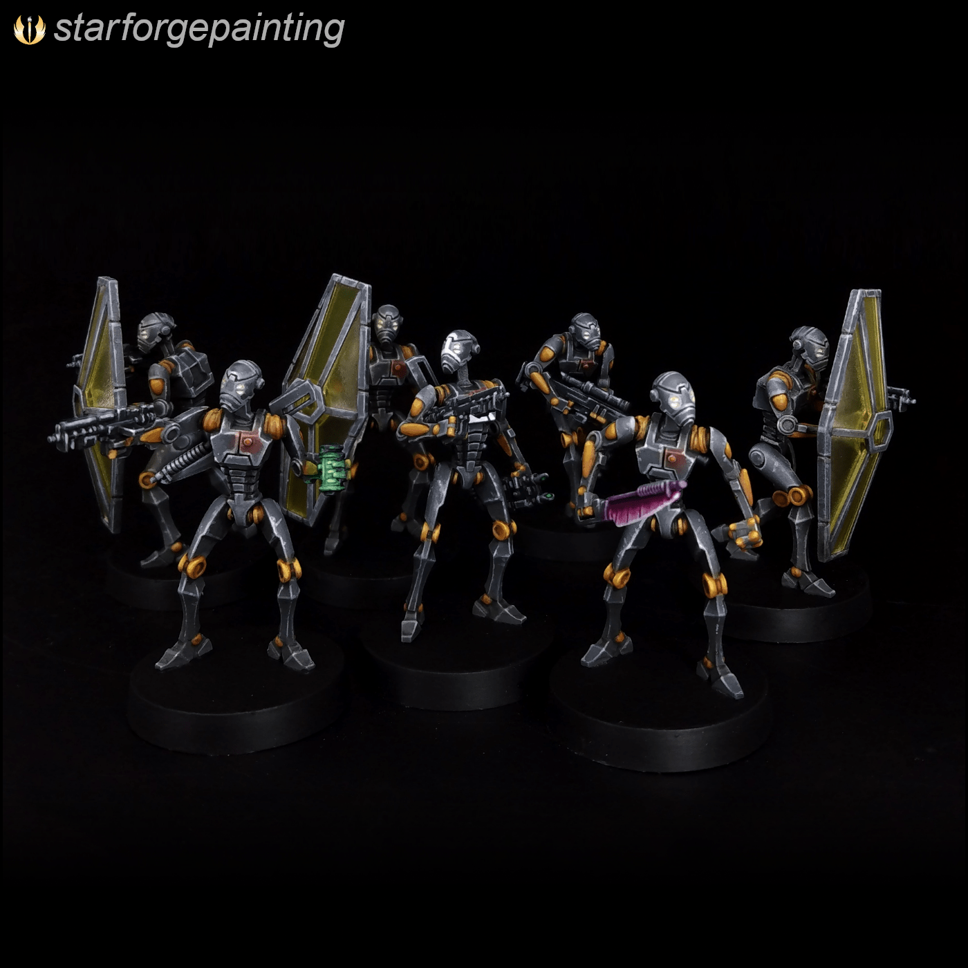 I painted these miniature BX Commando Droids from Star Wars Legion! r