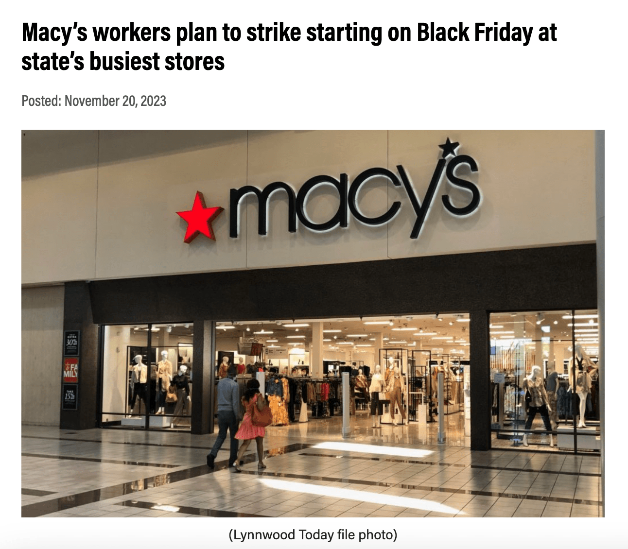 STRIKE ALERT Hundreds of retail workers at Macy's stores in Washington