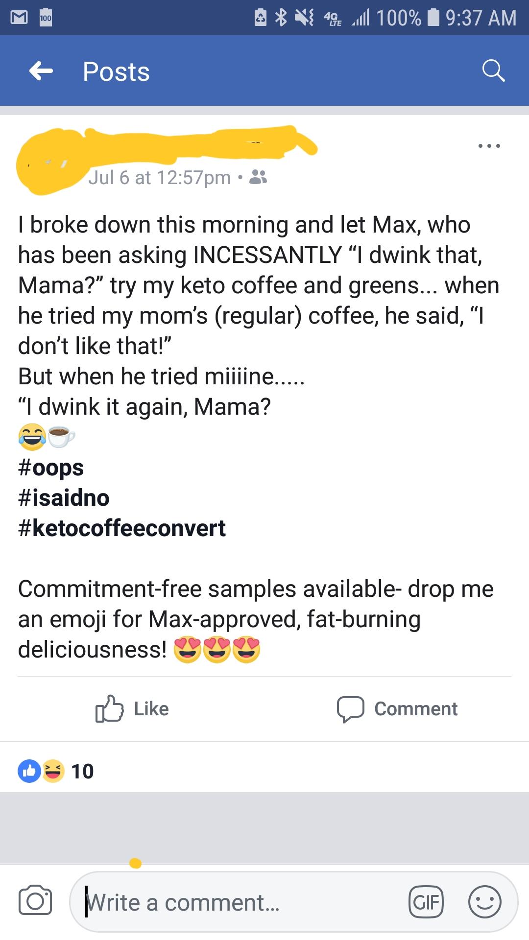 Because your 2 year old should be drinking your coffee for marketing