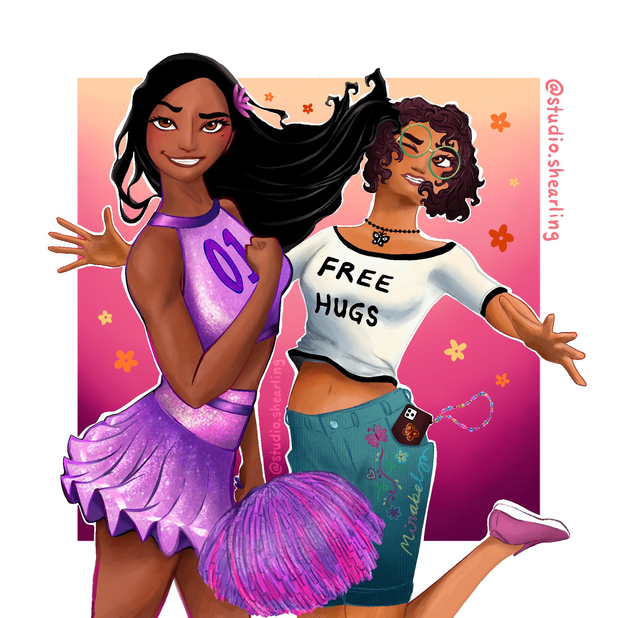 Encanto Modern AU version of Isabela and Mirabel Madrigal (Fanart by me