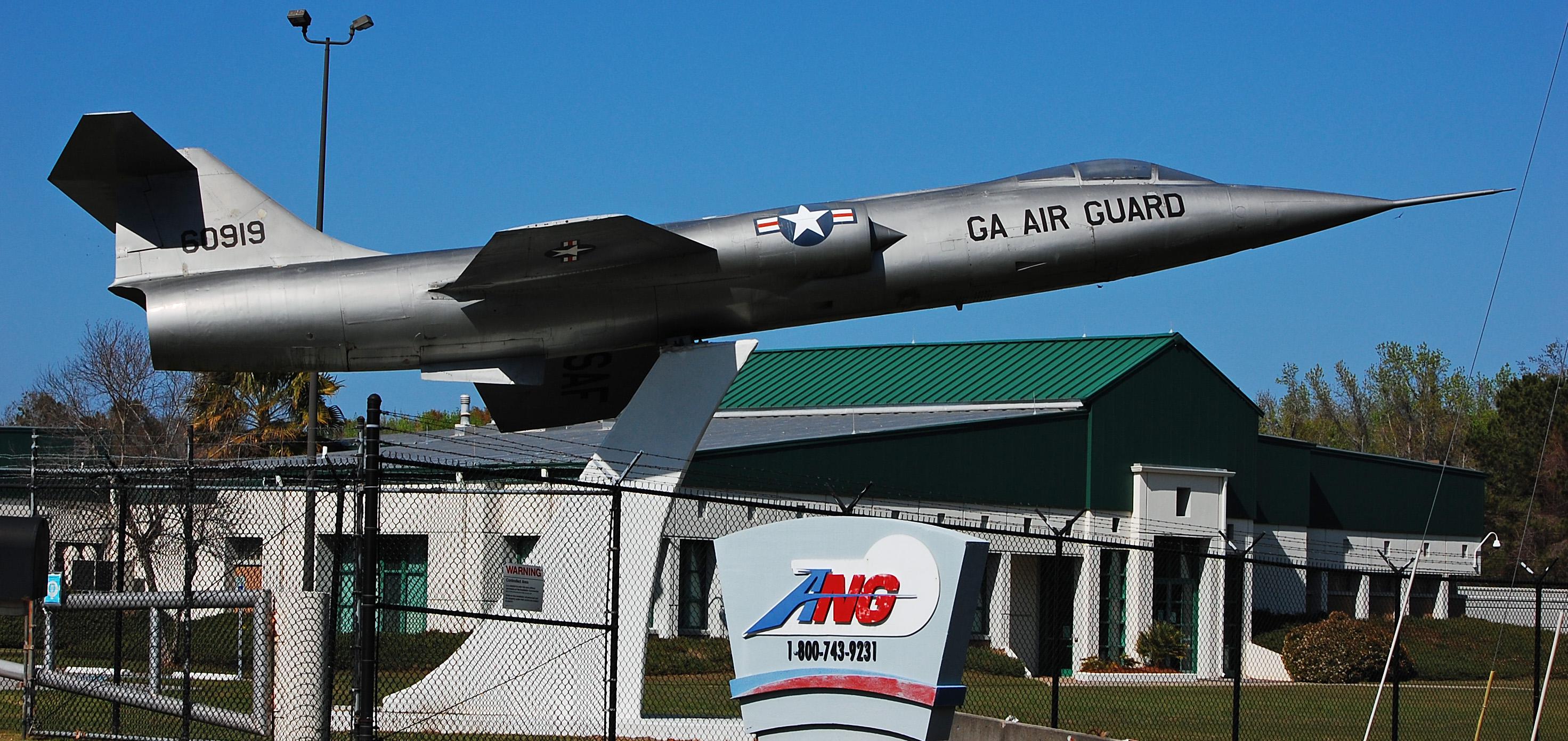 A F104 Starfighter of the Air National Guard on display as a