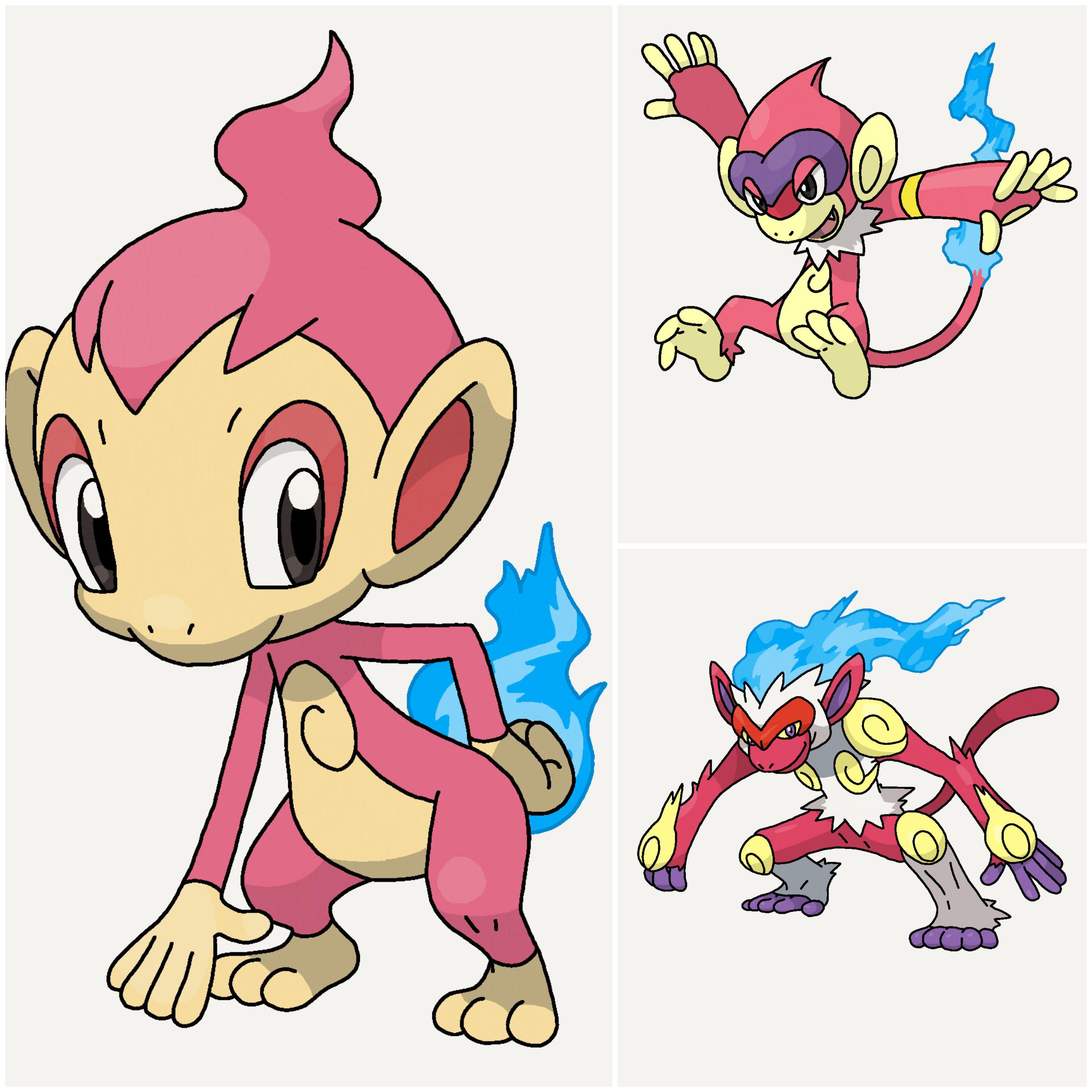 [Art] I made a alt shiny of the Chimchar line. What do you think? r/ShinyPokemon