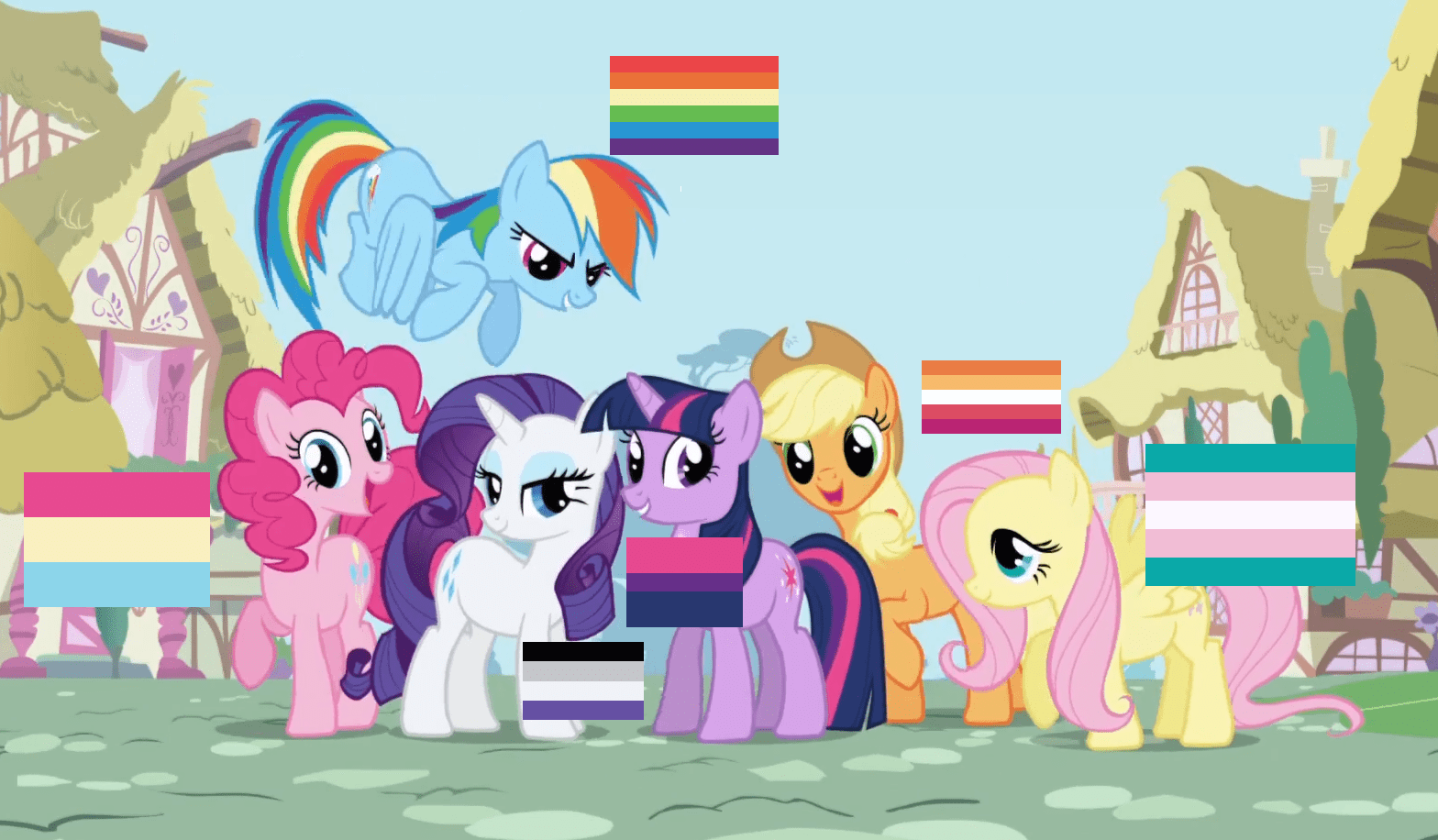 The colors of the main cast of My Little Pony match up fairly well with