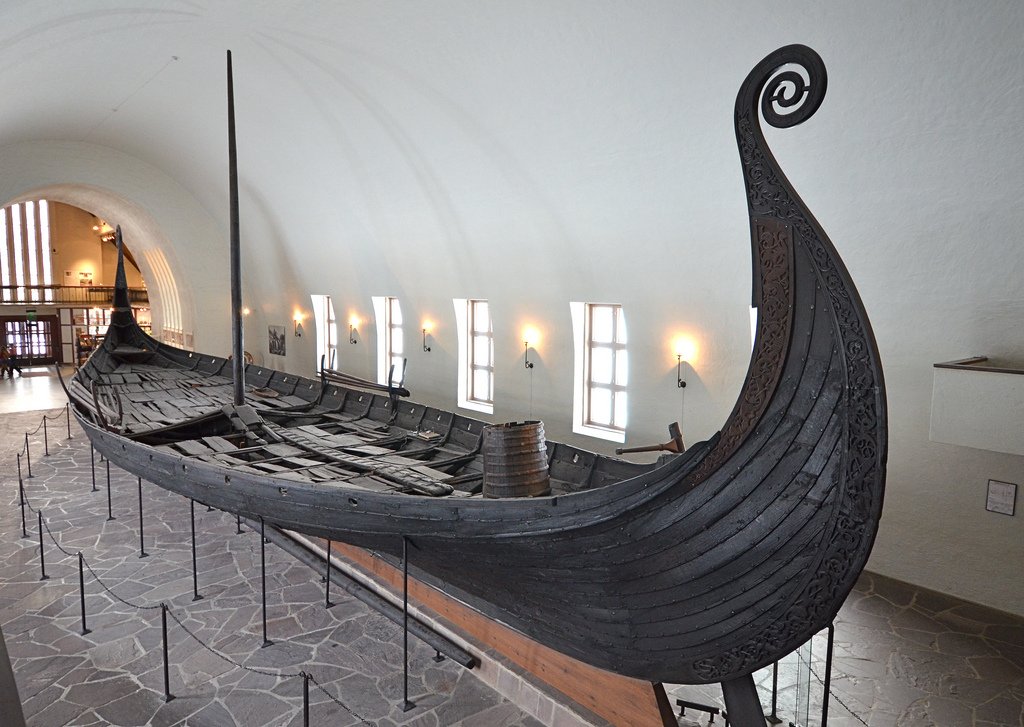 The Oseberg Ship, a 9th century viking ship discovered almost perfectly