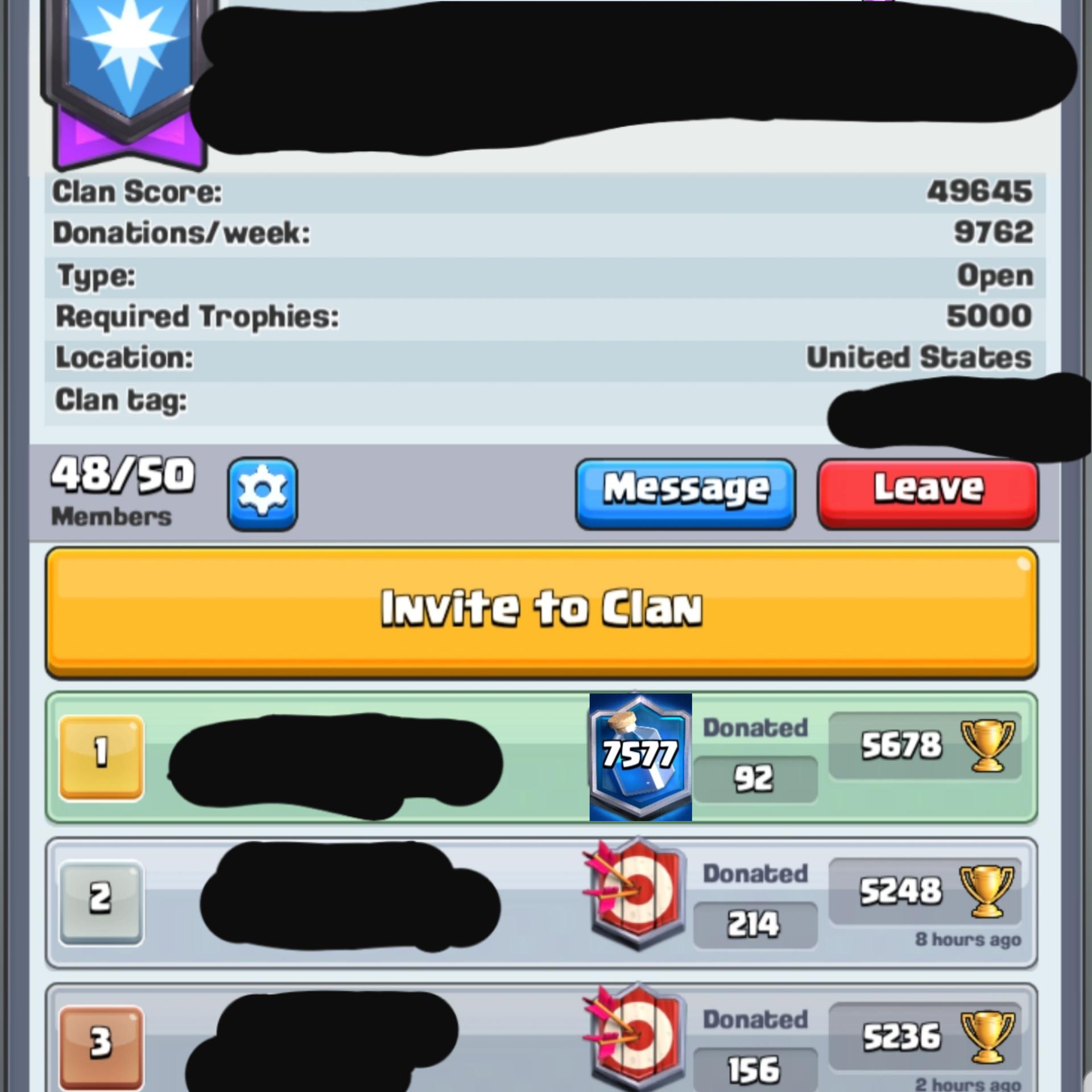 Idea Add top 10,000 ranking to leaderboards in clans/friend lists